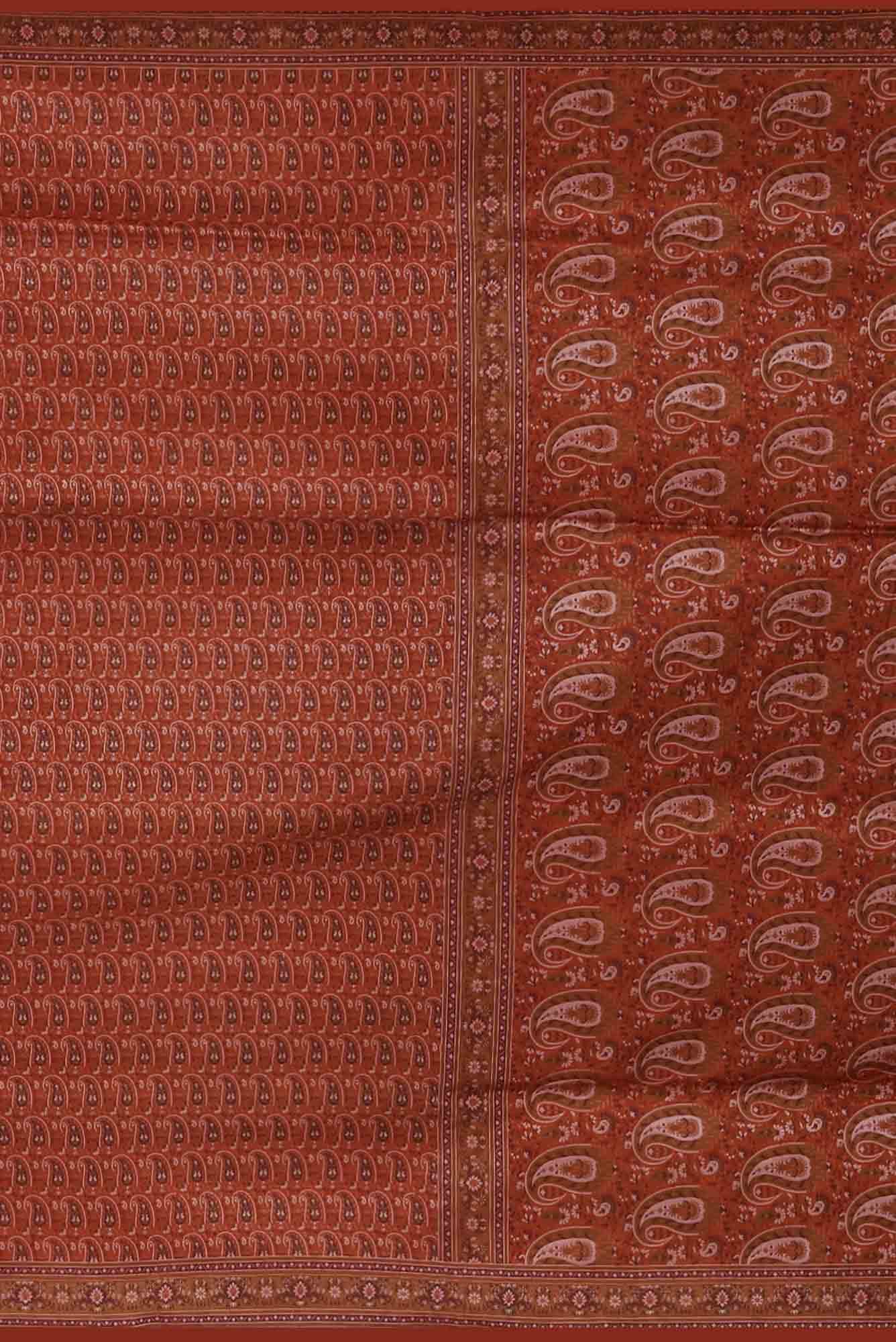 Rust Banarasi Tanchoi Silk Saree - Image 4