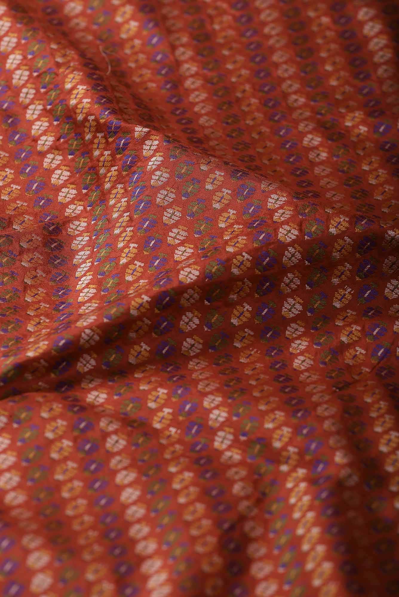 Orange Banarasi Tanchoi Silk Saree - Image 2