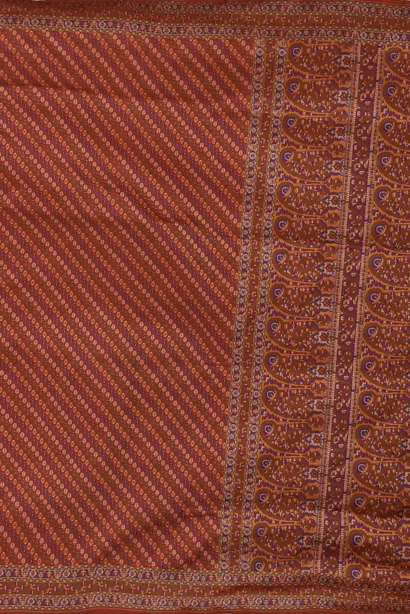 Orange Banarasi Tanchoi Silk Saree - Image 4
