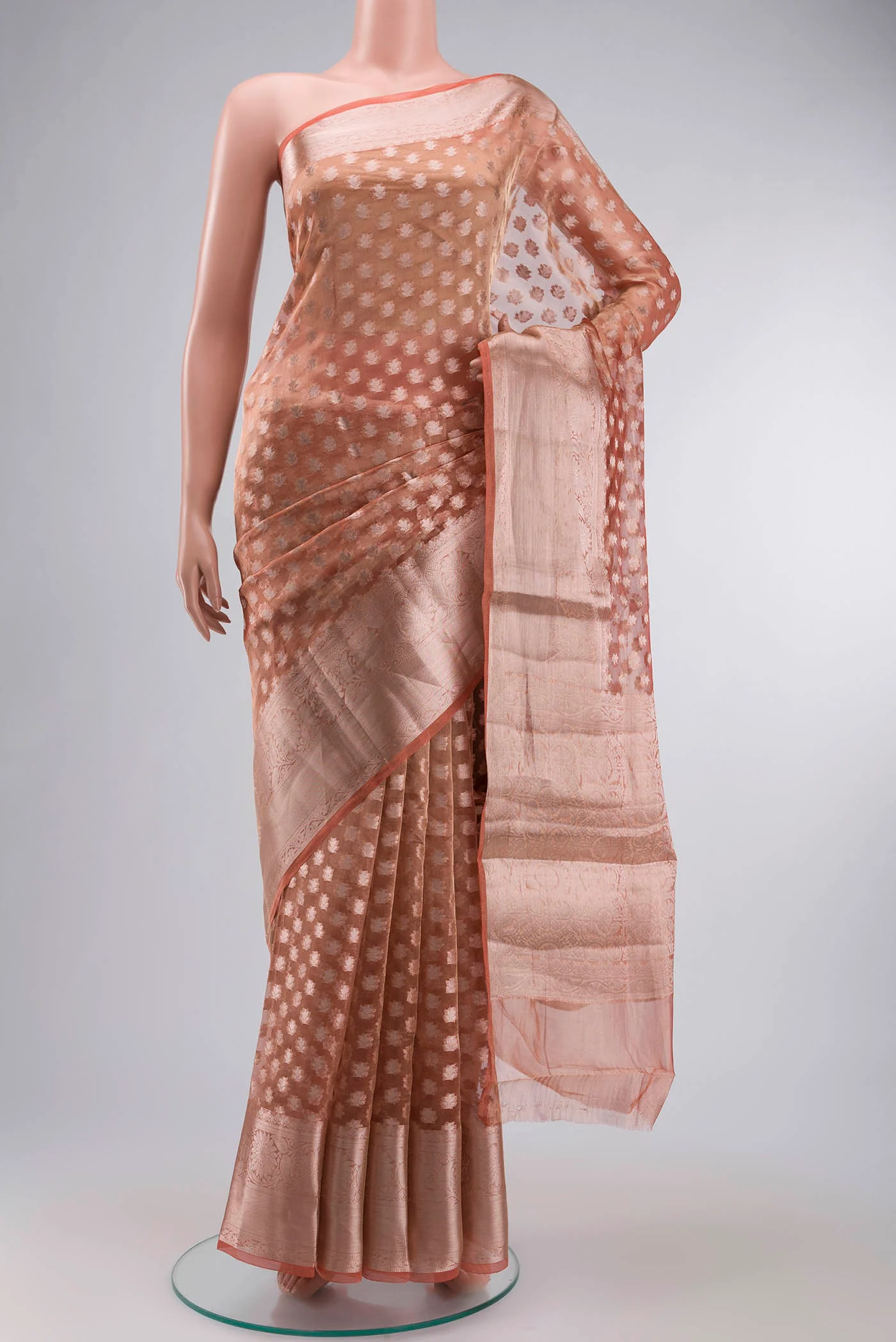 Orange Banarasi Tissue Silk Saree
