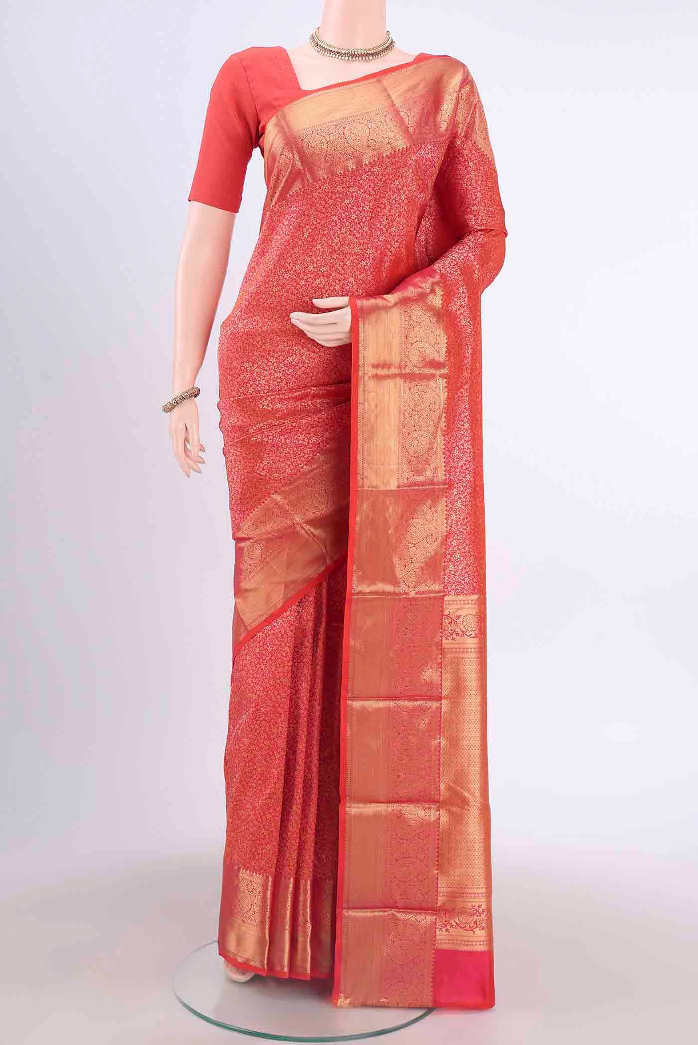 Orange Bangalore Silk Saree