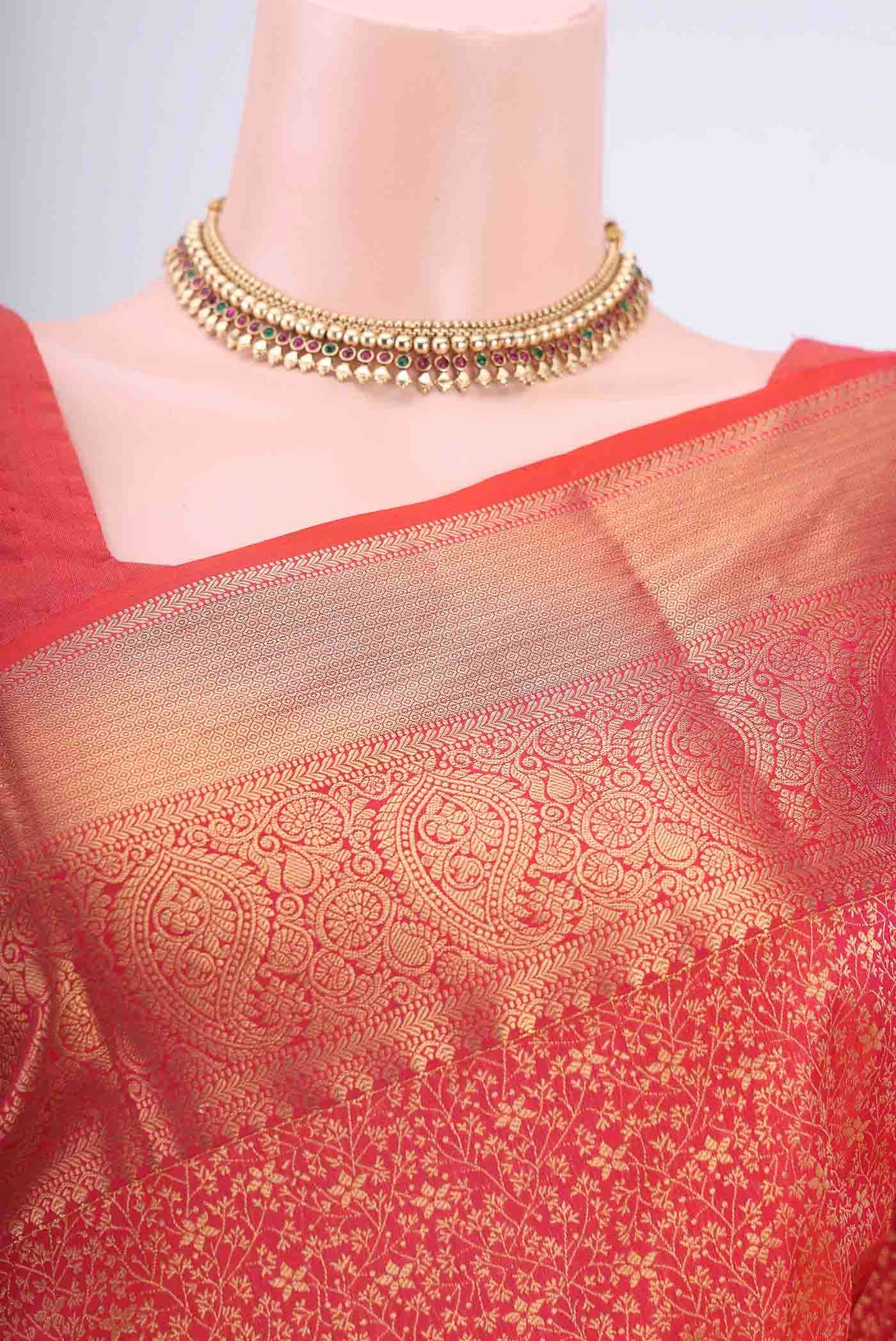 Orange Bangalore Silk Saree - Image 2