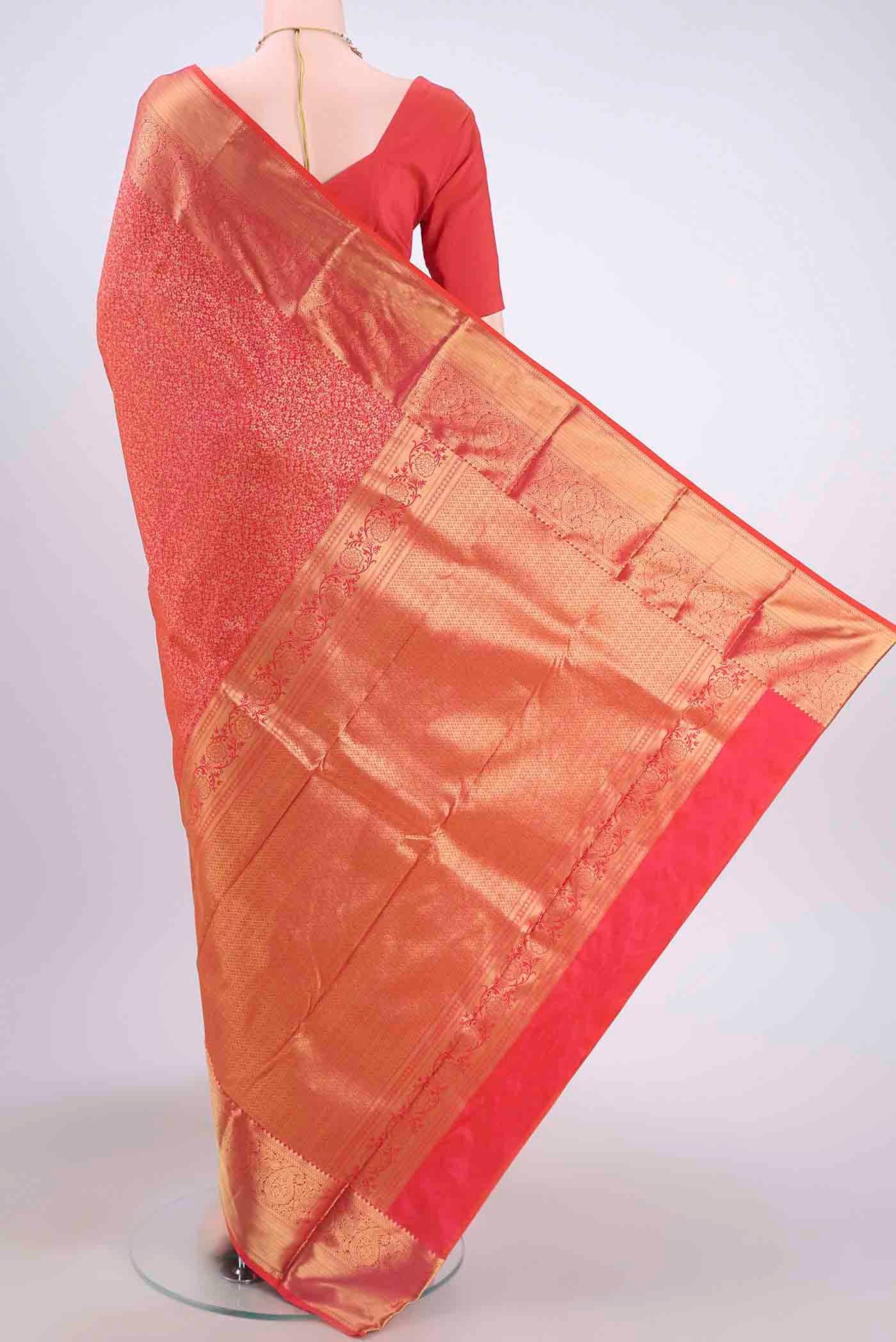 Orange Bangalore Silk Saree - Image 3