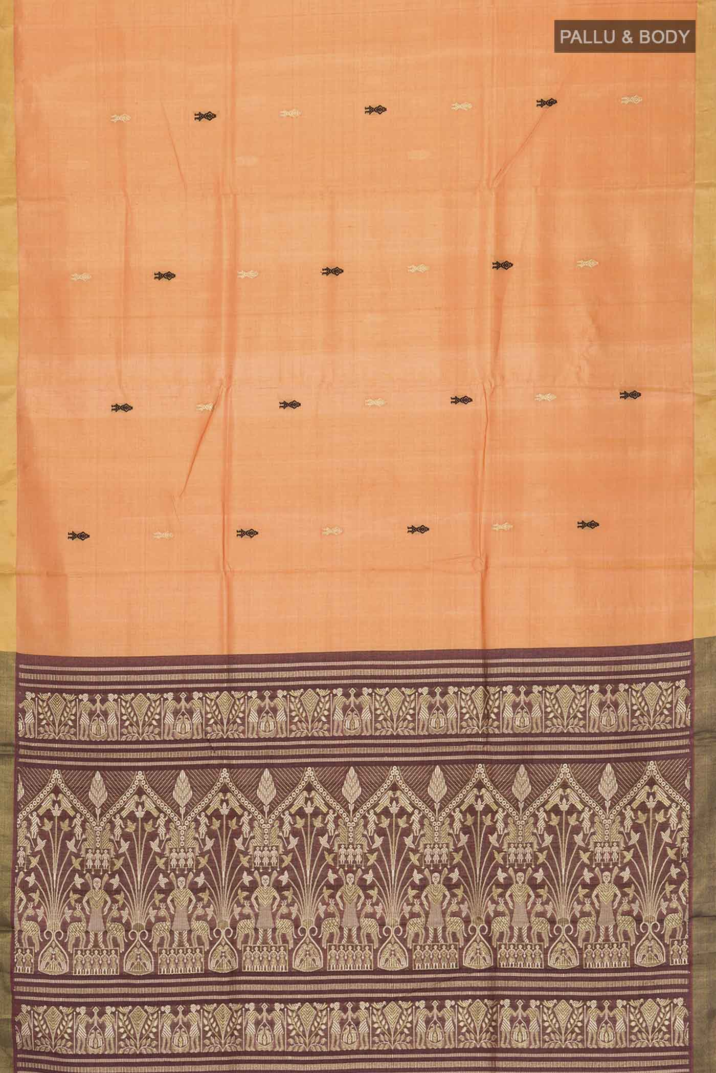 Orange Bhagalpuri Tussar Silk Saree - Image 5
