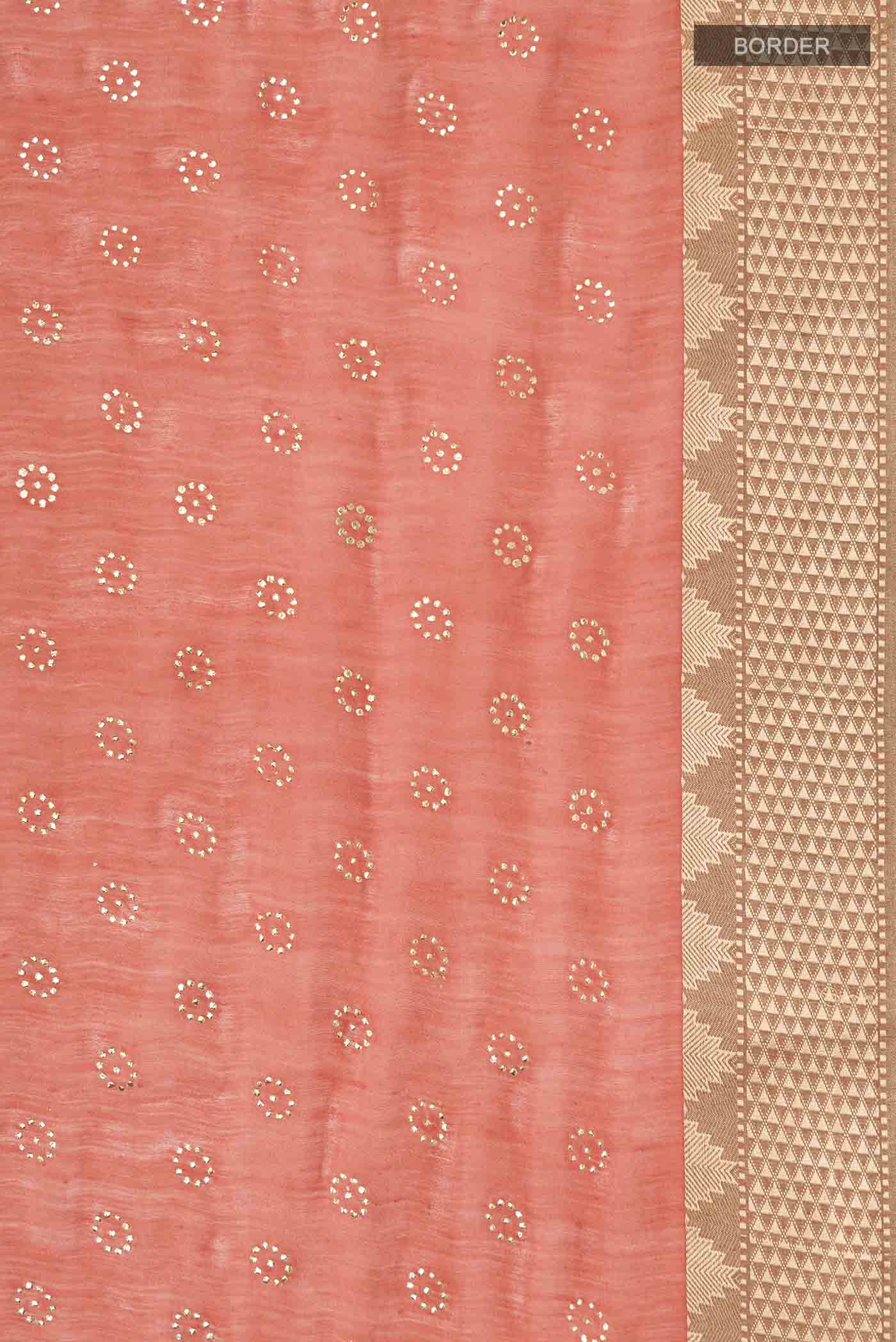 Orange Bhagalpuri Tussar Silk Saree - Image 3