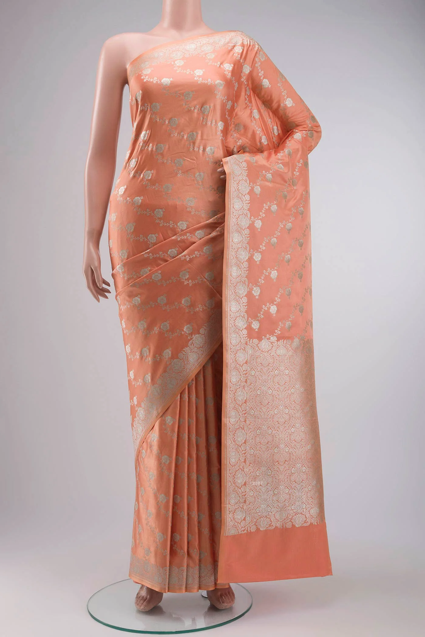 Orange Blended Banarasi Silk Saree