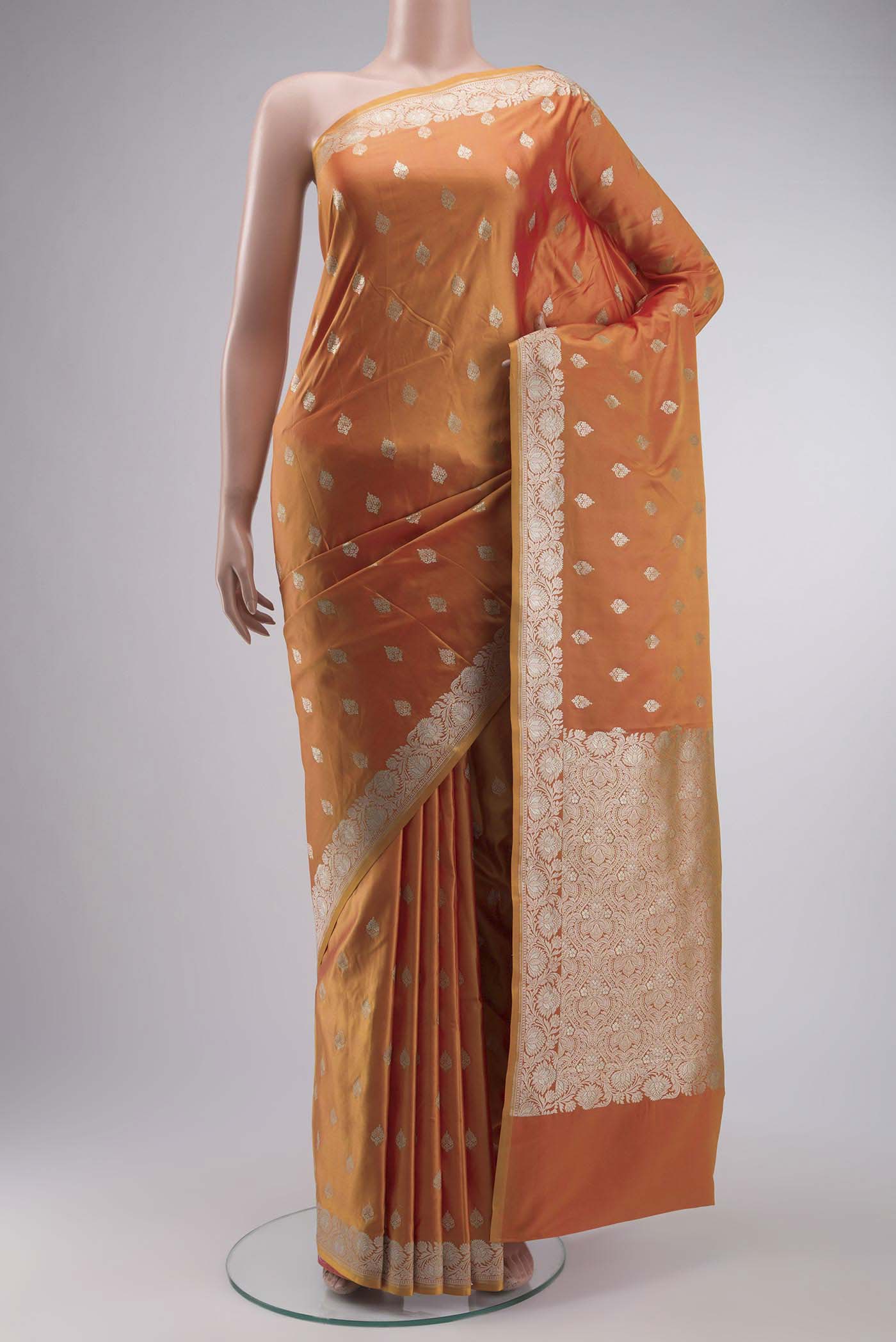 Orange Blended Banarasi Silk Saree