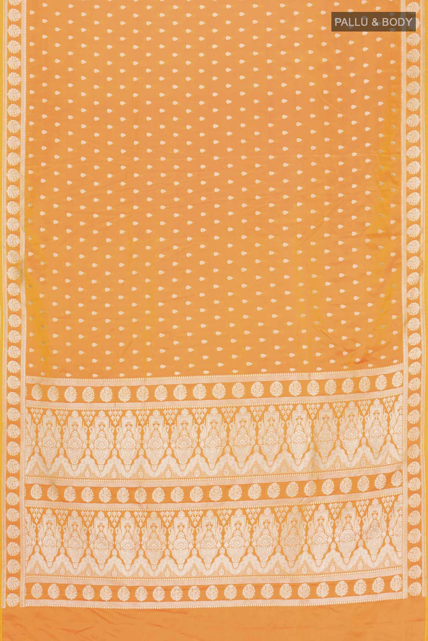 Orange Blended Banarasi Silk Saree - Image 3
