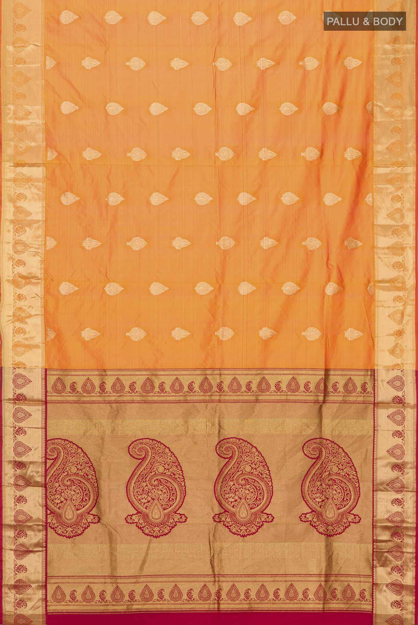 Orange Blended Bangalore Silk Saree - Image 3