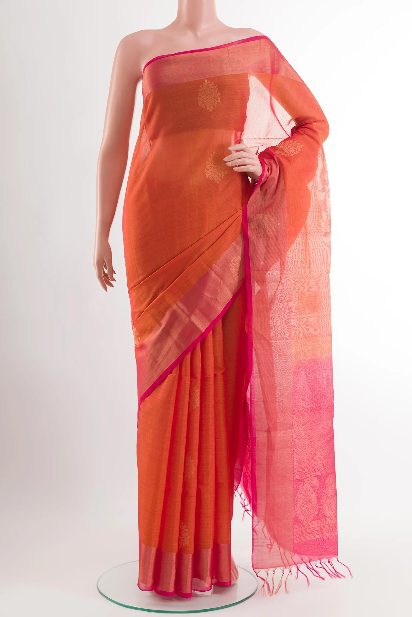 Orange Silk Cotton Saree