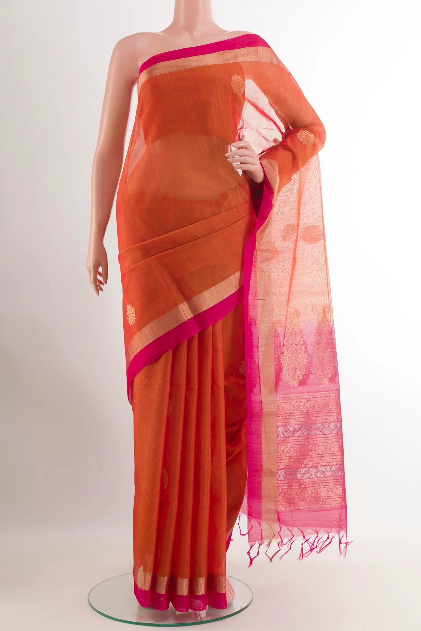 Orange Silk Cotton Saree