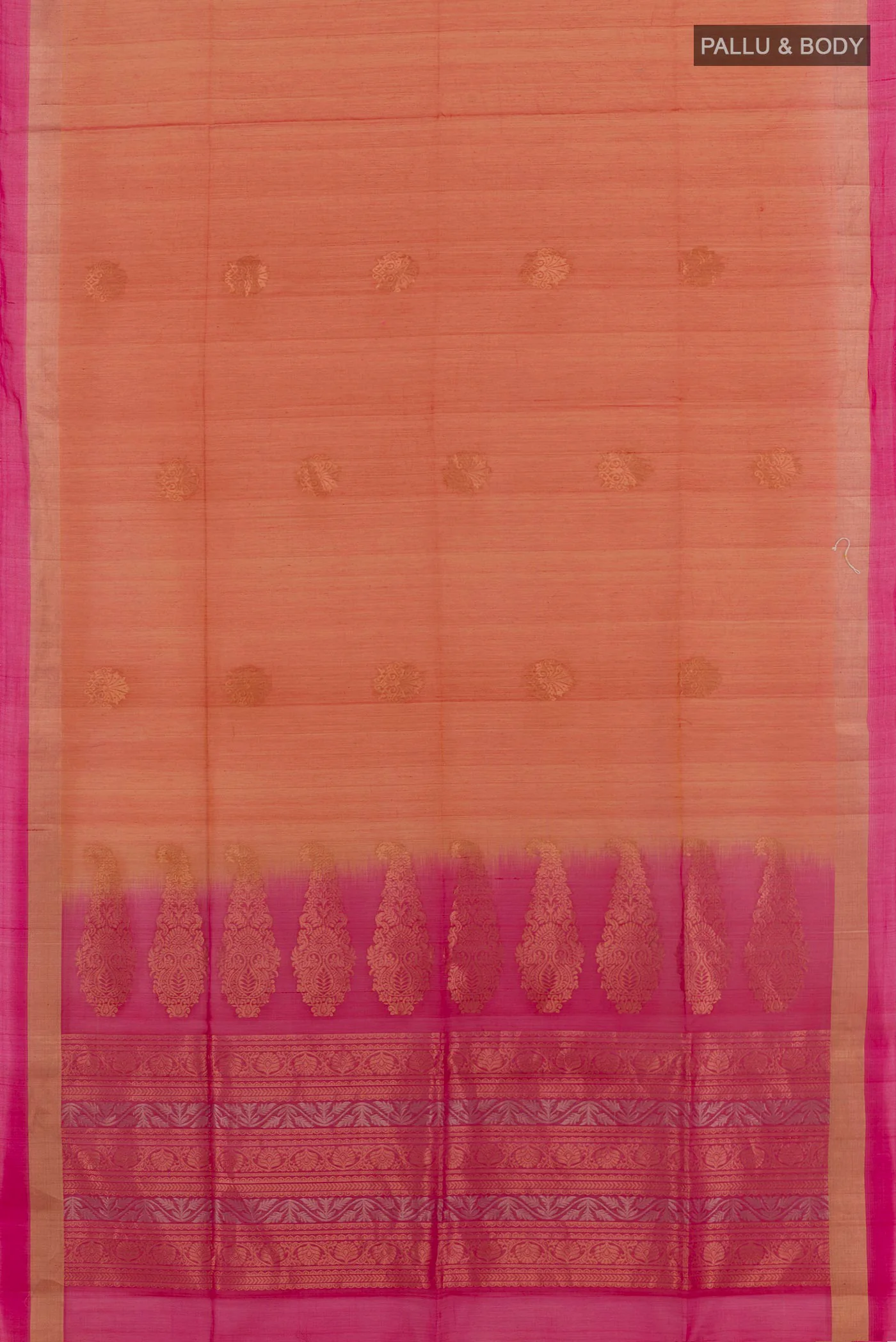 Orange Silk Cotton Saree - Image 3