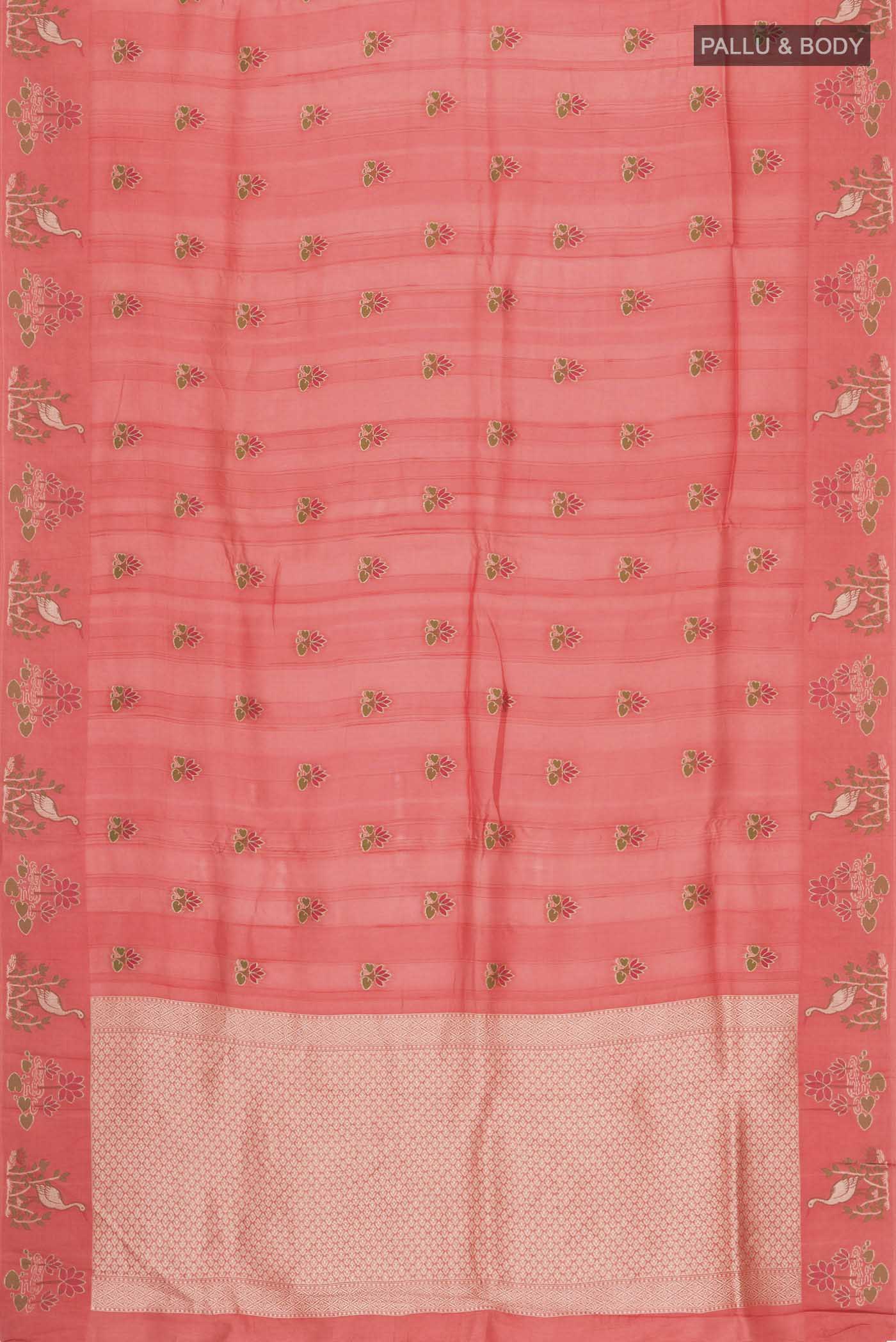 Orange Blended Tussar Silk Saree - Image 3
