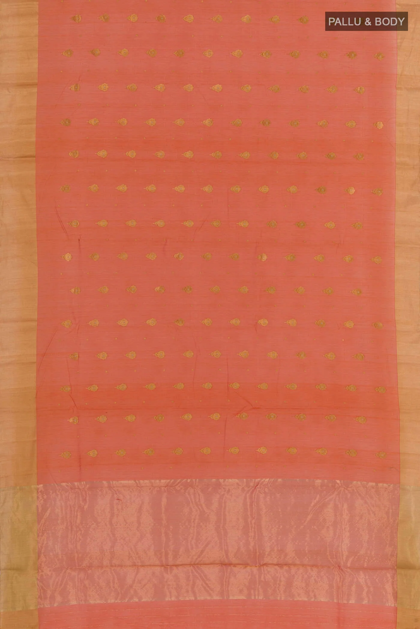 Orange Chanderi Silk Cotton Saree - Image 3