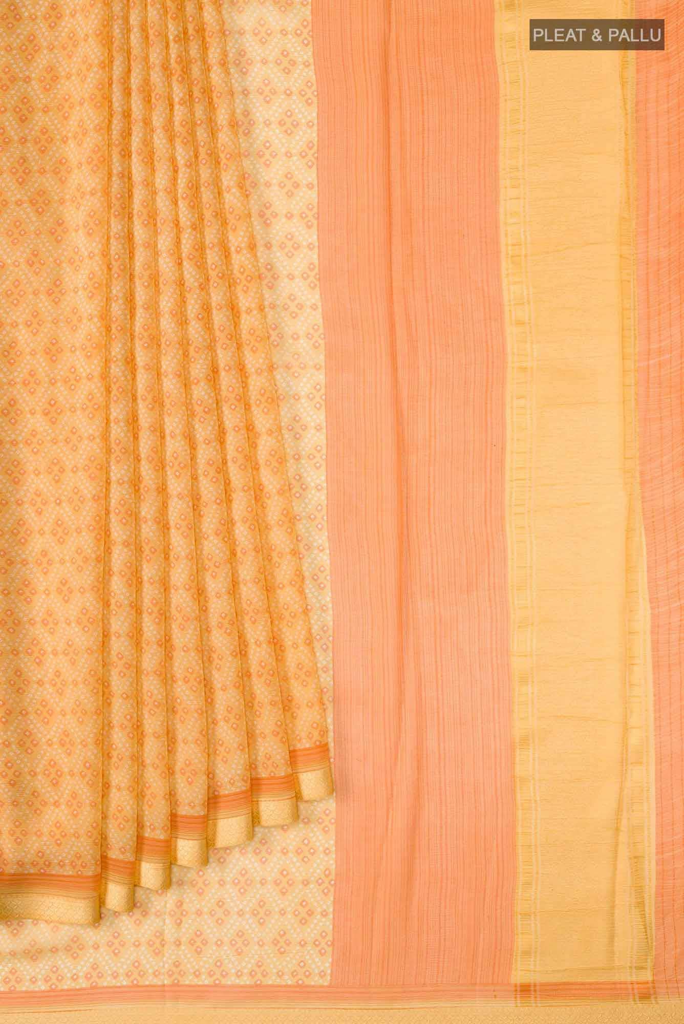 Yellow Mysore Chiffon Saree - Image 2
