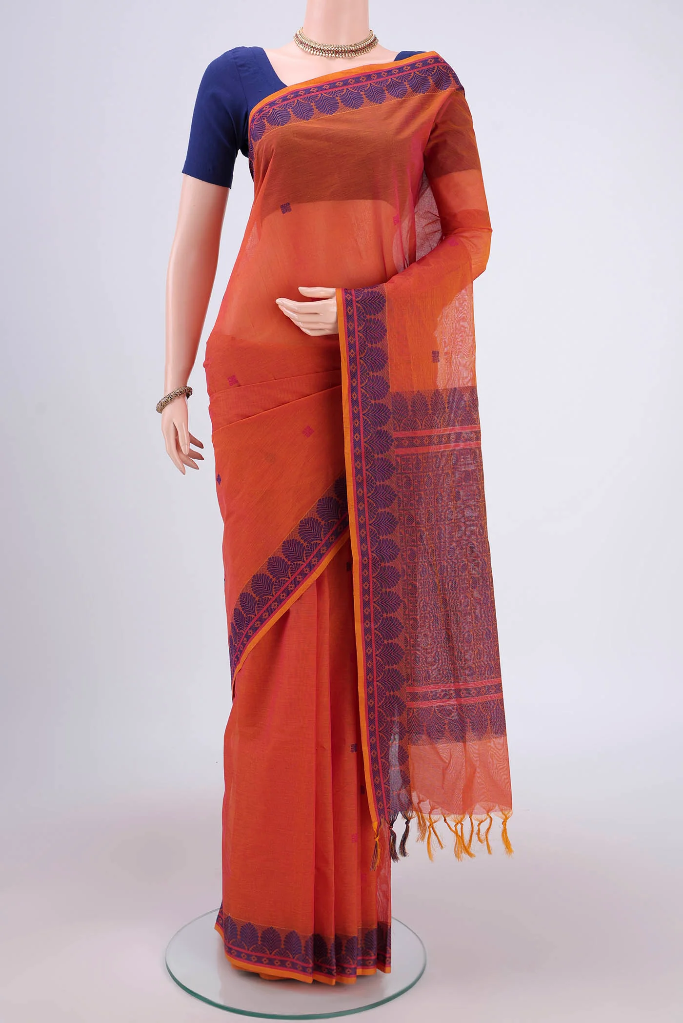 Orange Coimbatore Cotton Saree