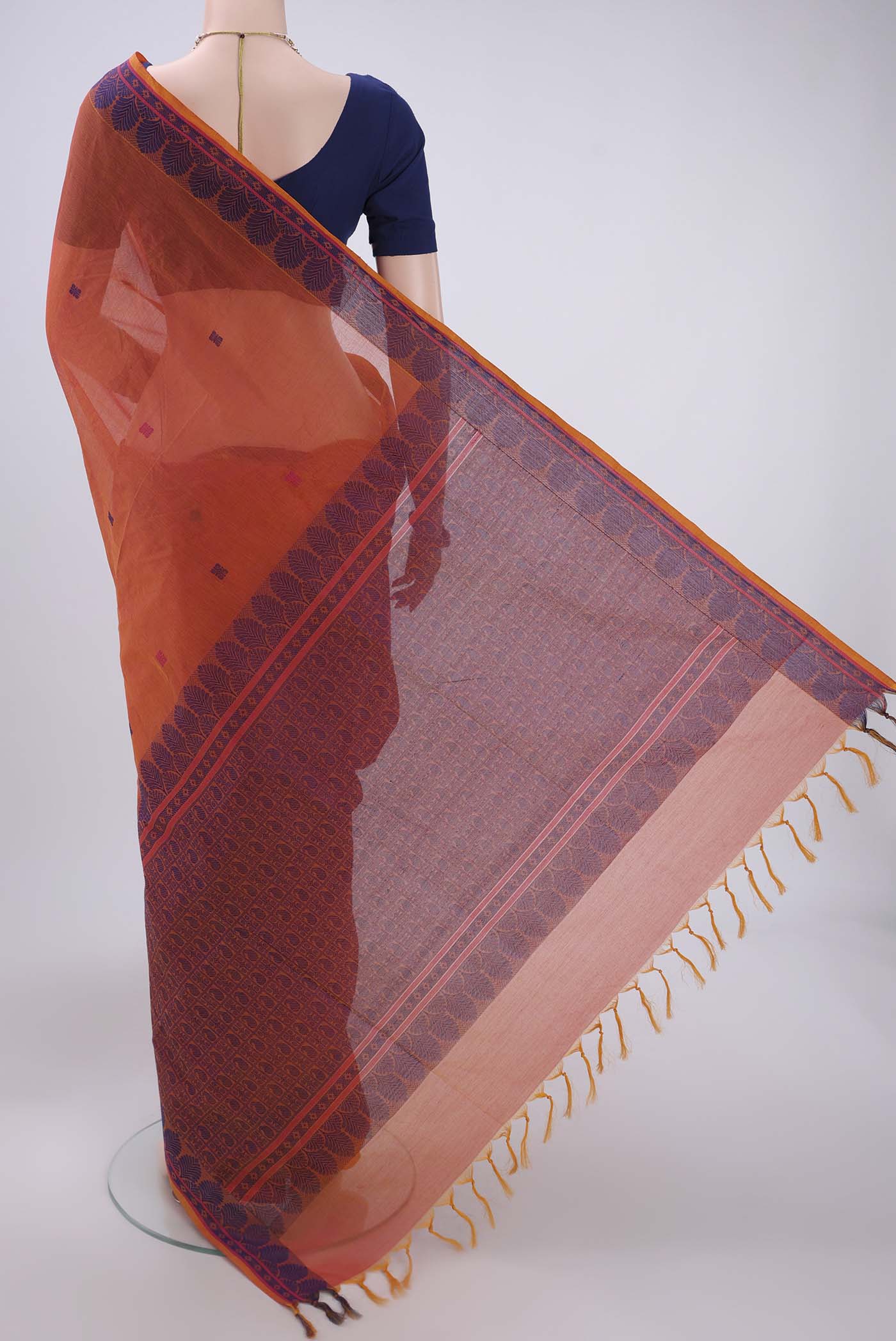 Orange Coimbatore Cotton Saree - Image 3