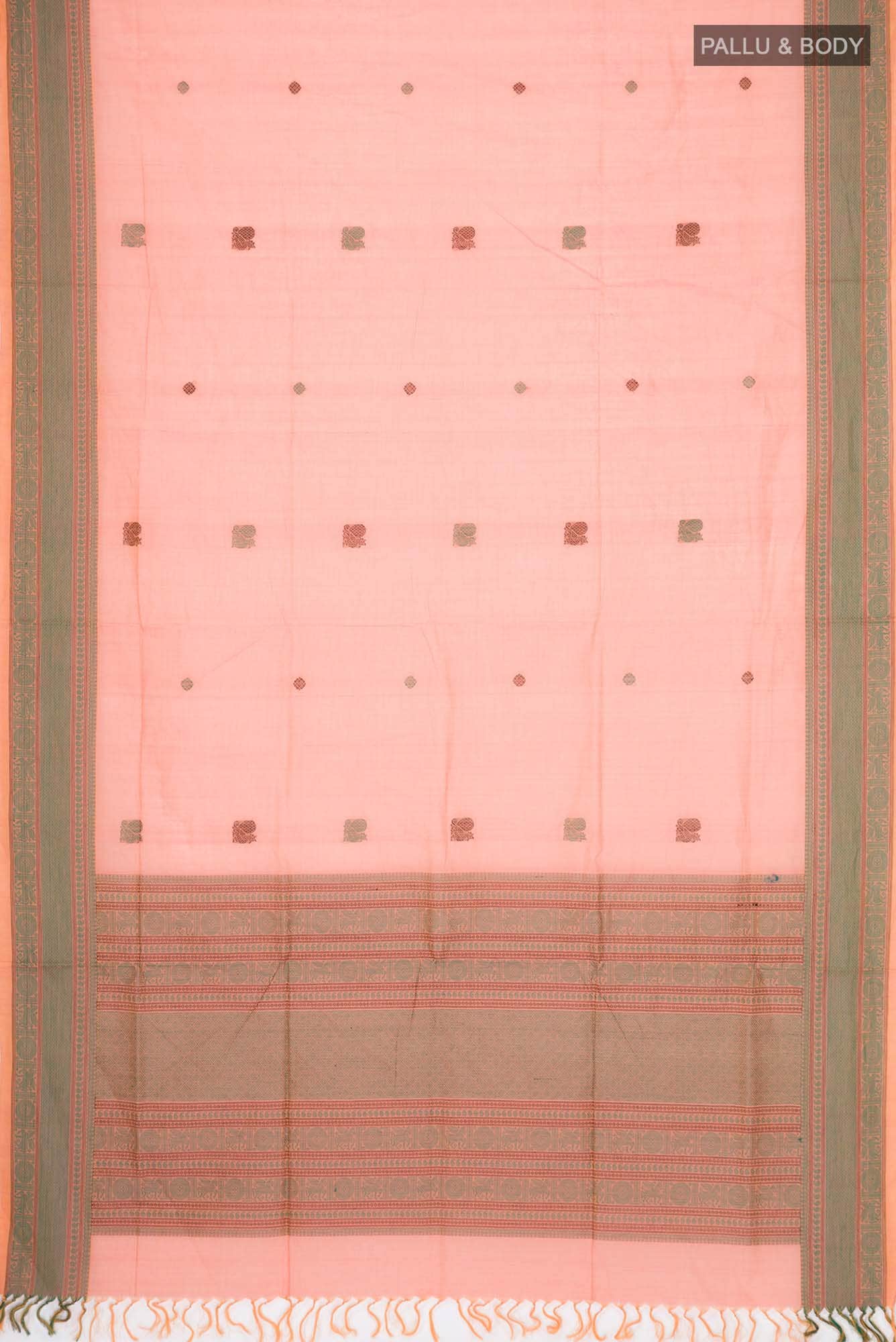 Orange Coimbatore Cotton Saree - Image 2
