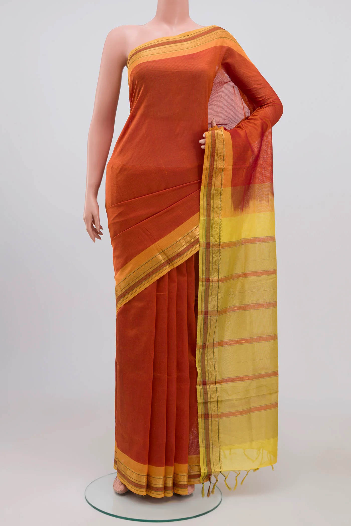 Orange Coimbatore Silk Cotton Saree