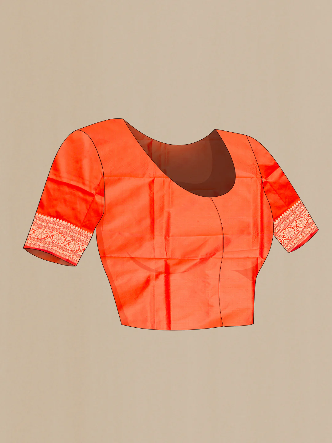 Orange Banarasi Katan Silk Saree - Image 4