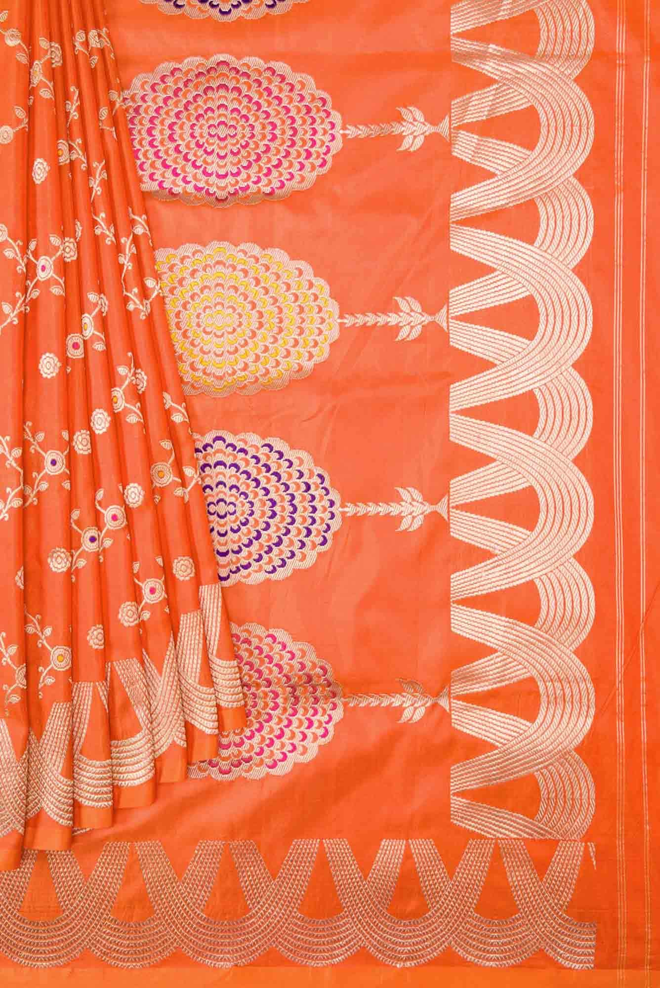 Orange Dual Tone Banarasi Silk Saree - Image 2