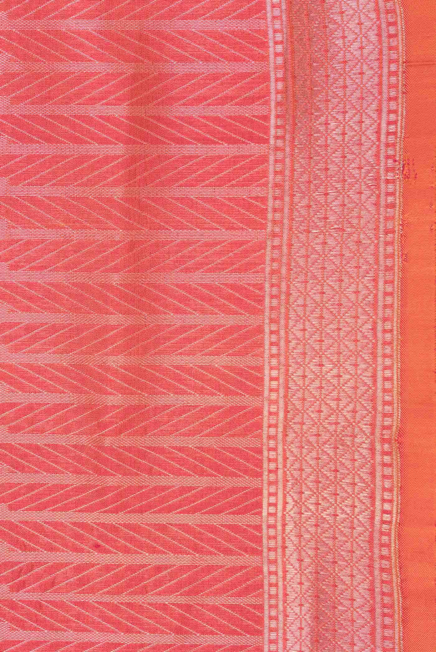 Orange Dual Tone Banarasi Silk Saree - Image 5
