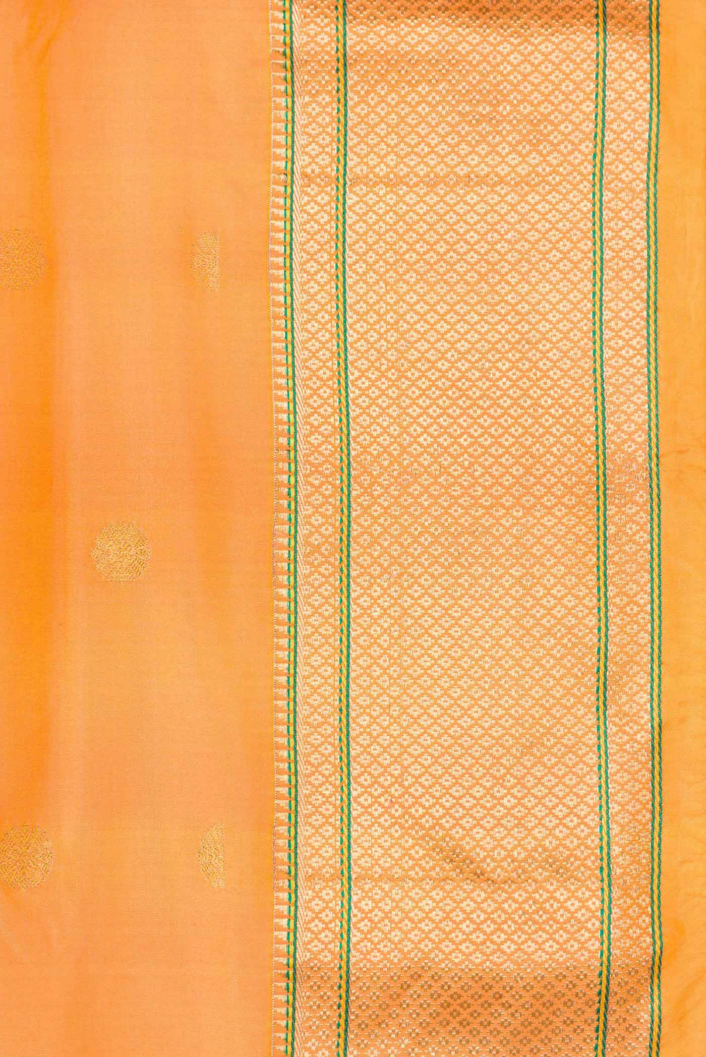 Orange Dual Tone Blended Paithani Silk Saree - Image 3