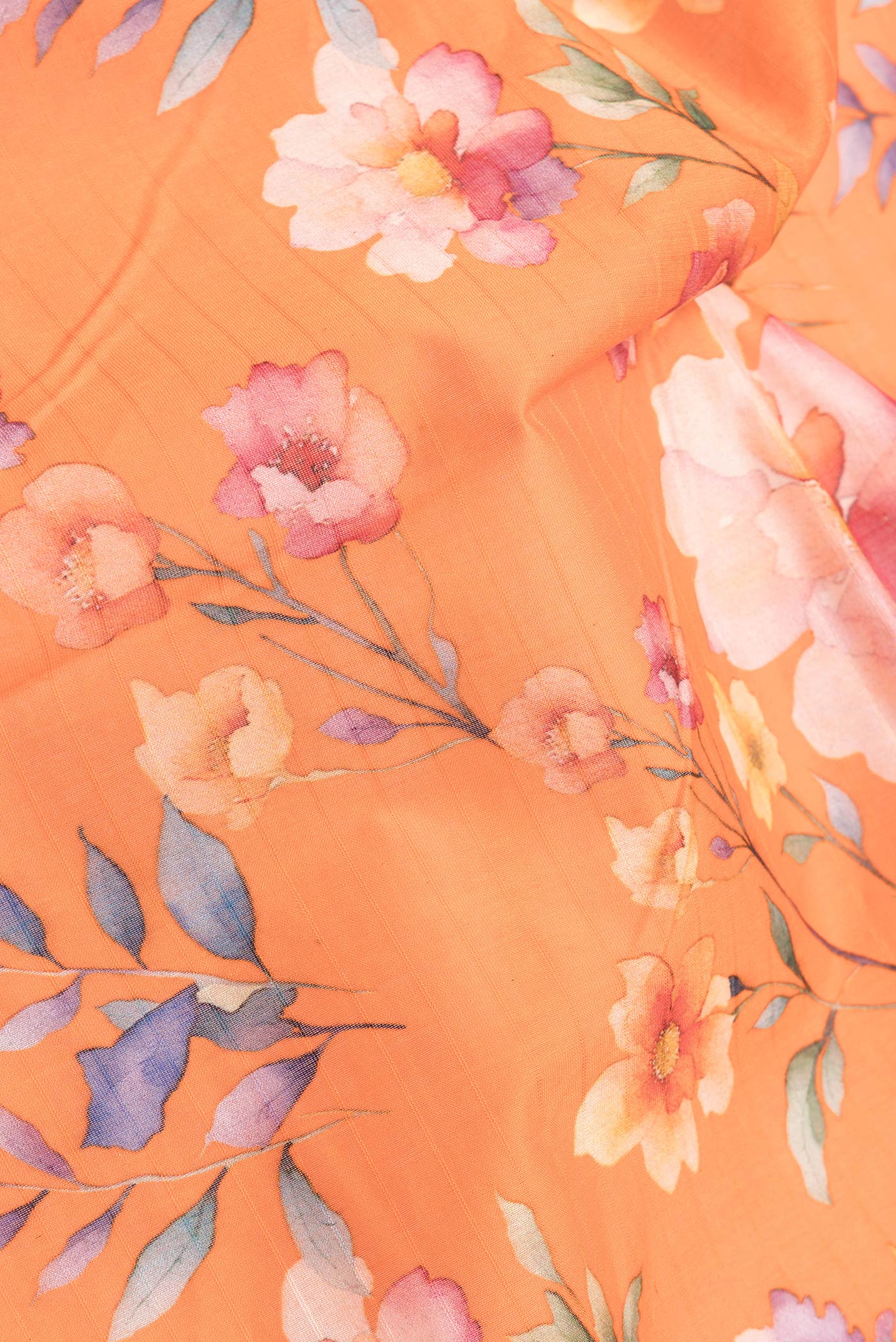 Orange Chanderi Silk Cotton Saree - Image 2