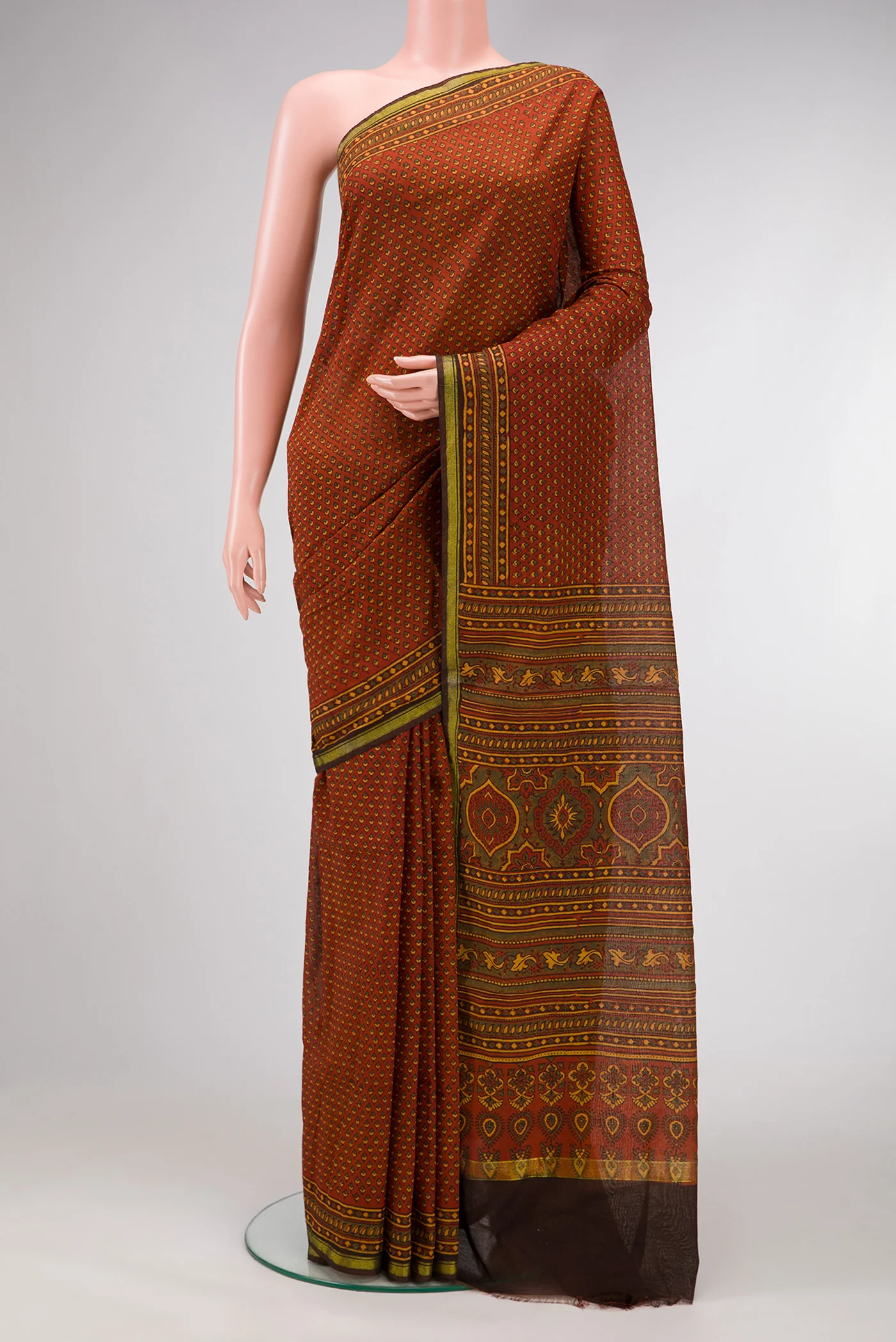 Rust Cotton Saree