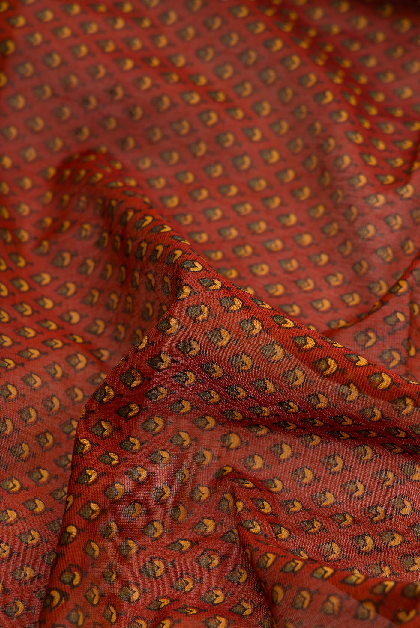 Rust Cotton Saree - Image 2