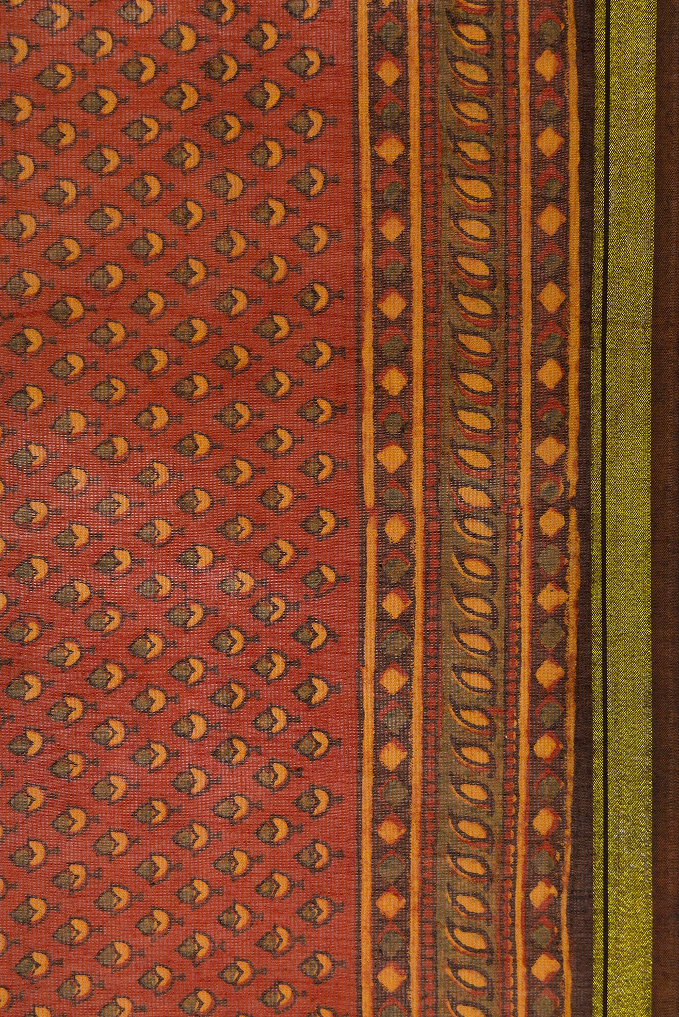 Rust Cotton Saree - Image 3