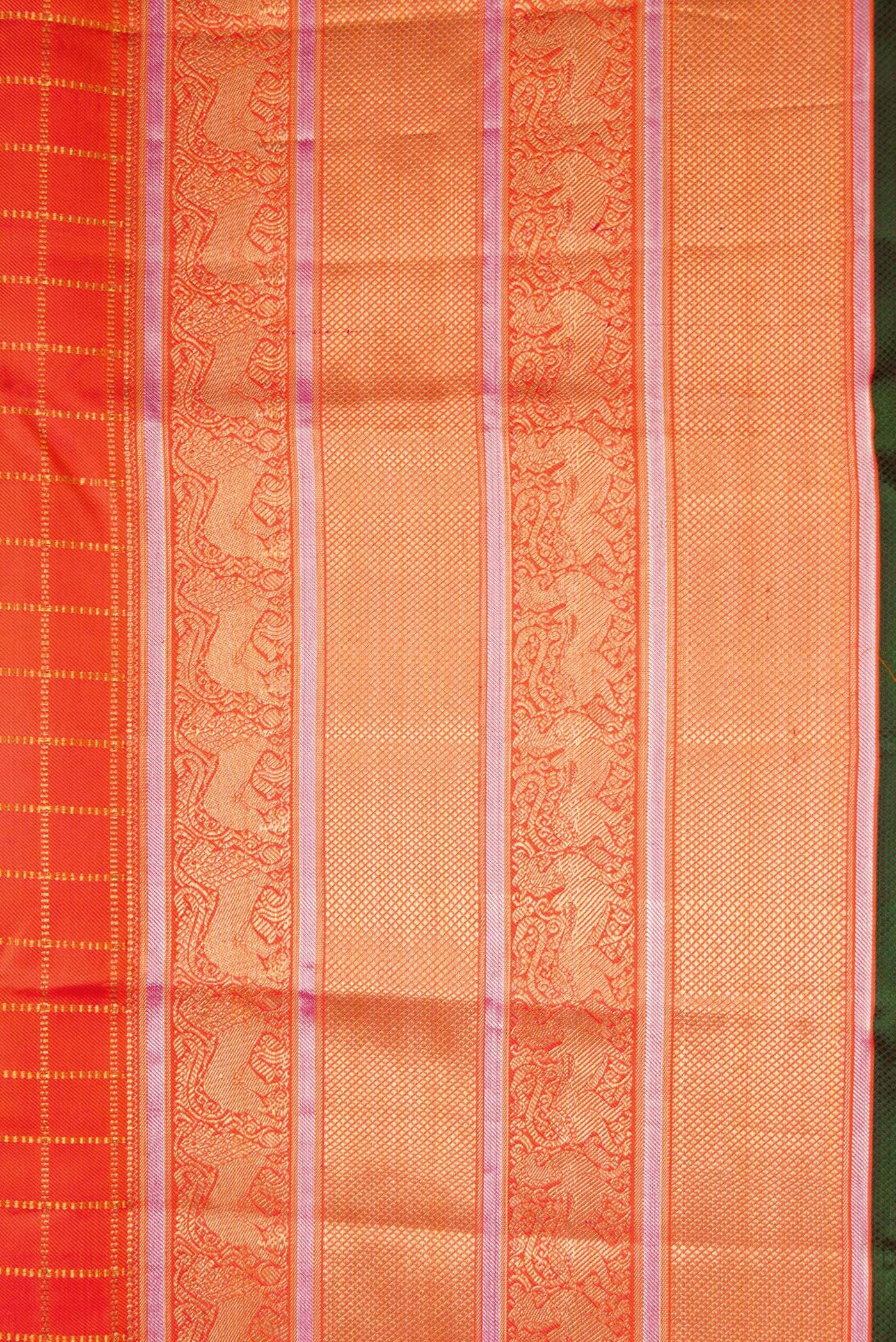 Orange Double Ikat Saree - Image 3