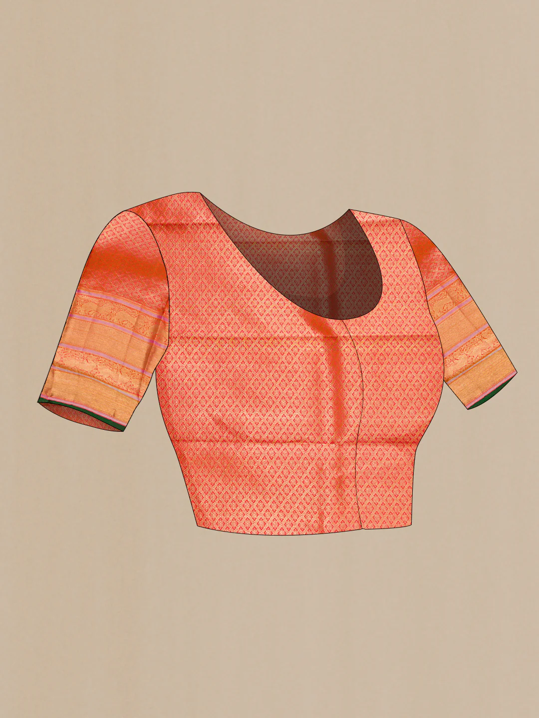 Orange Double Ikat Saree - Image 5