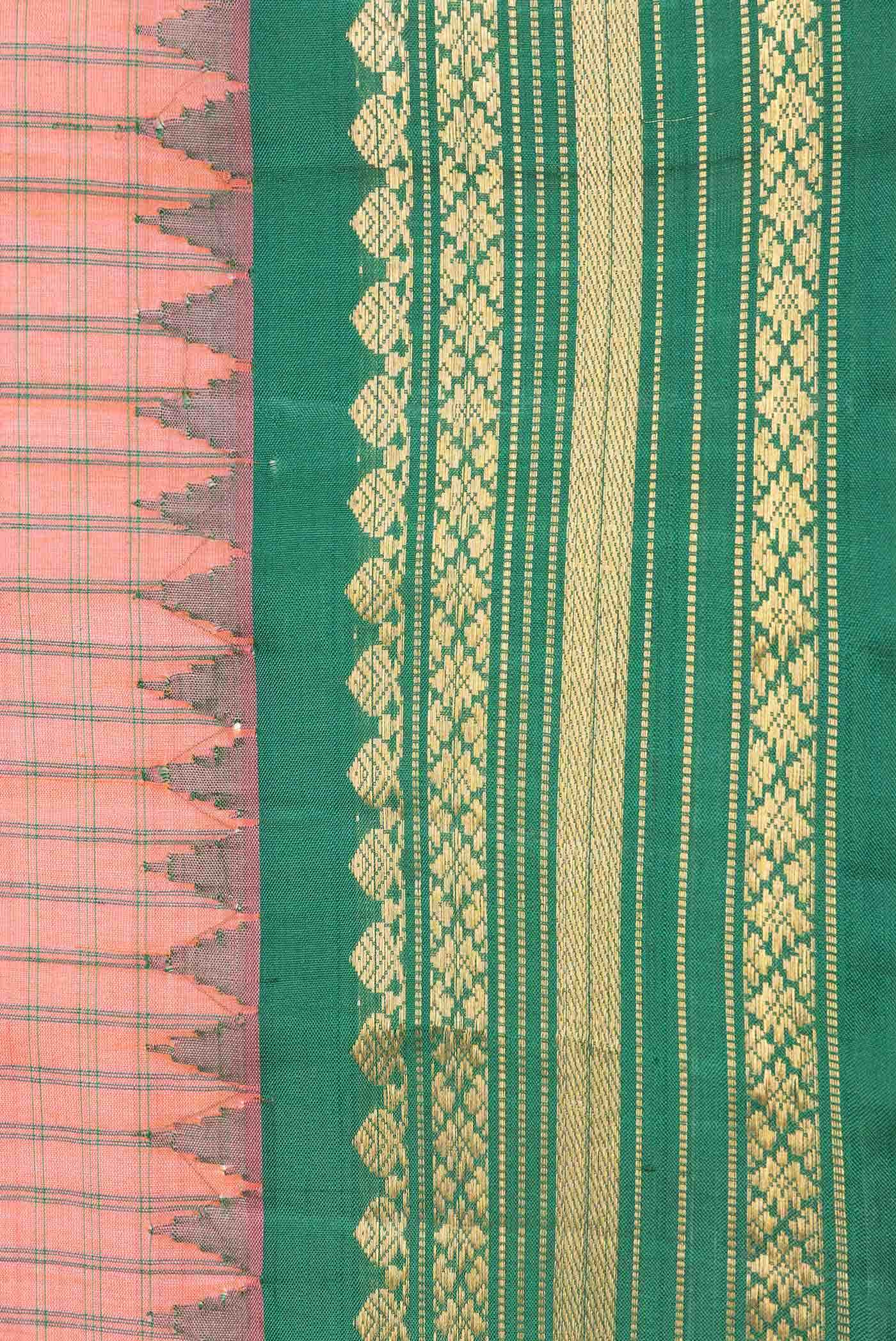 Orange Dual Tone Gadwal cotton Saree - Image 4