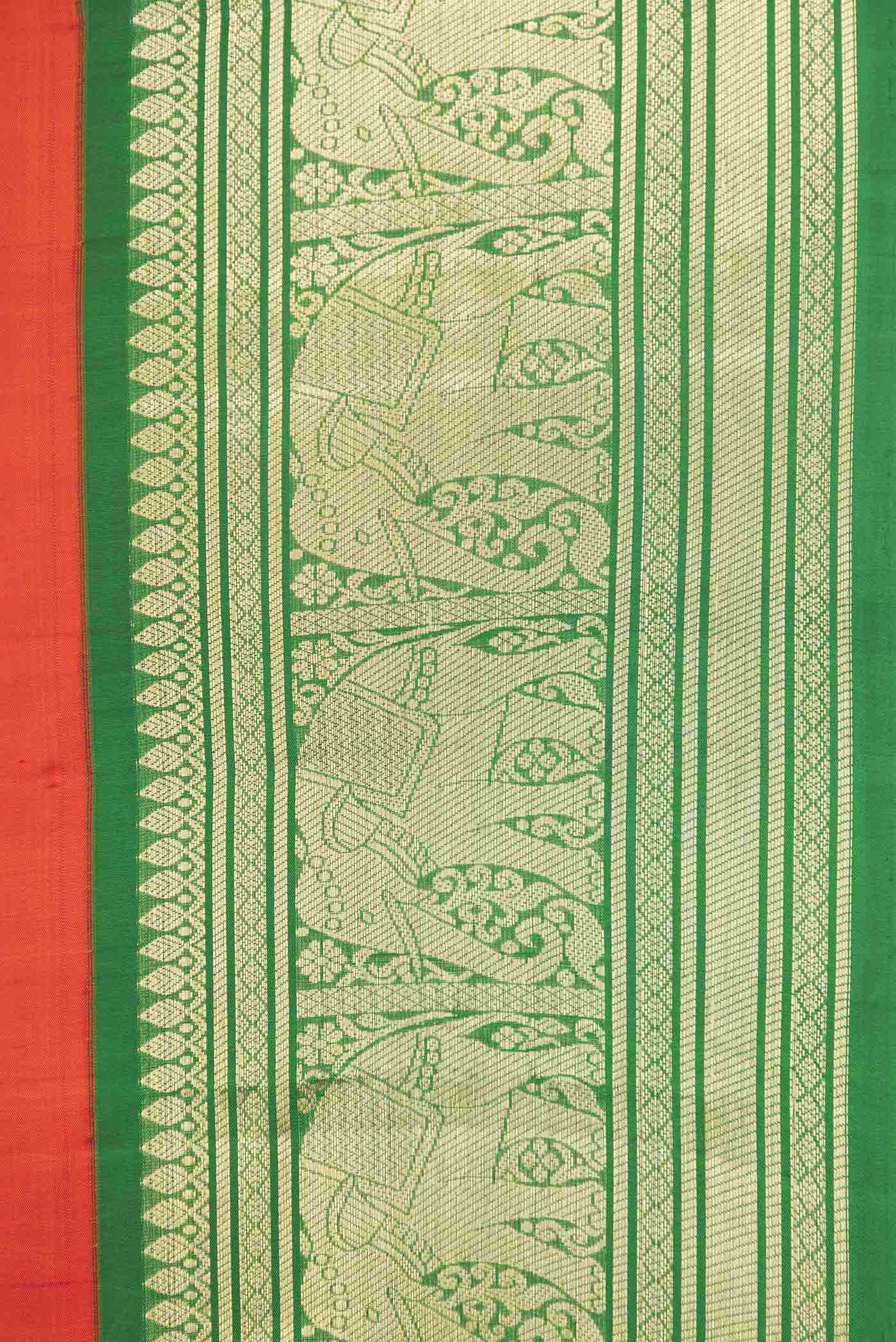 Orange Dual Tone Kanjivaram Saree - Image 3
