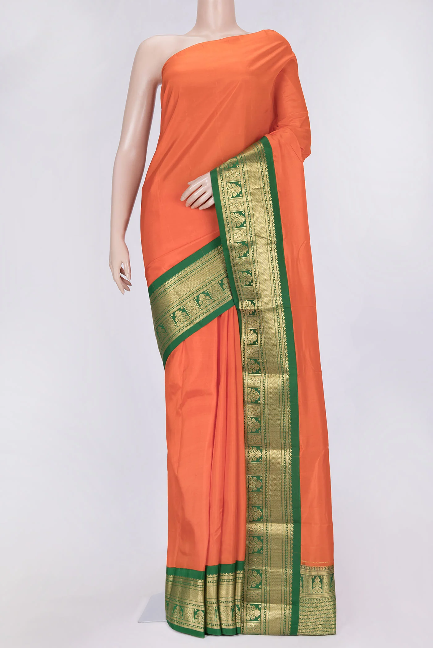 Orange Kanchipuram Silk Saree