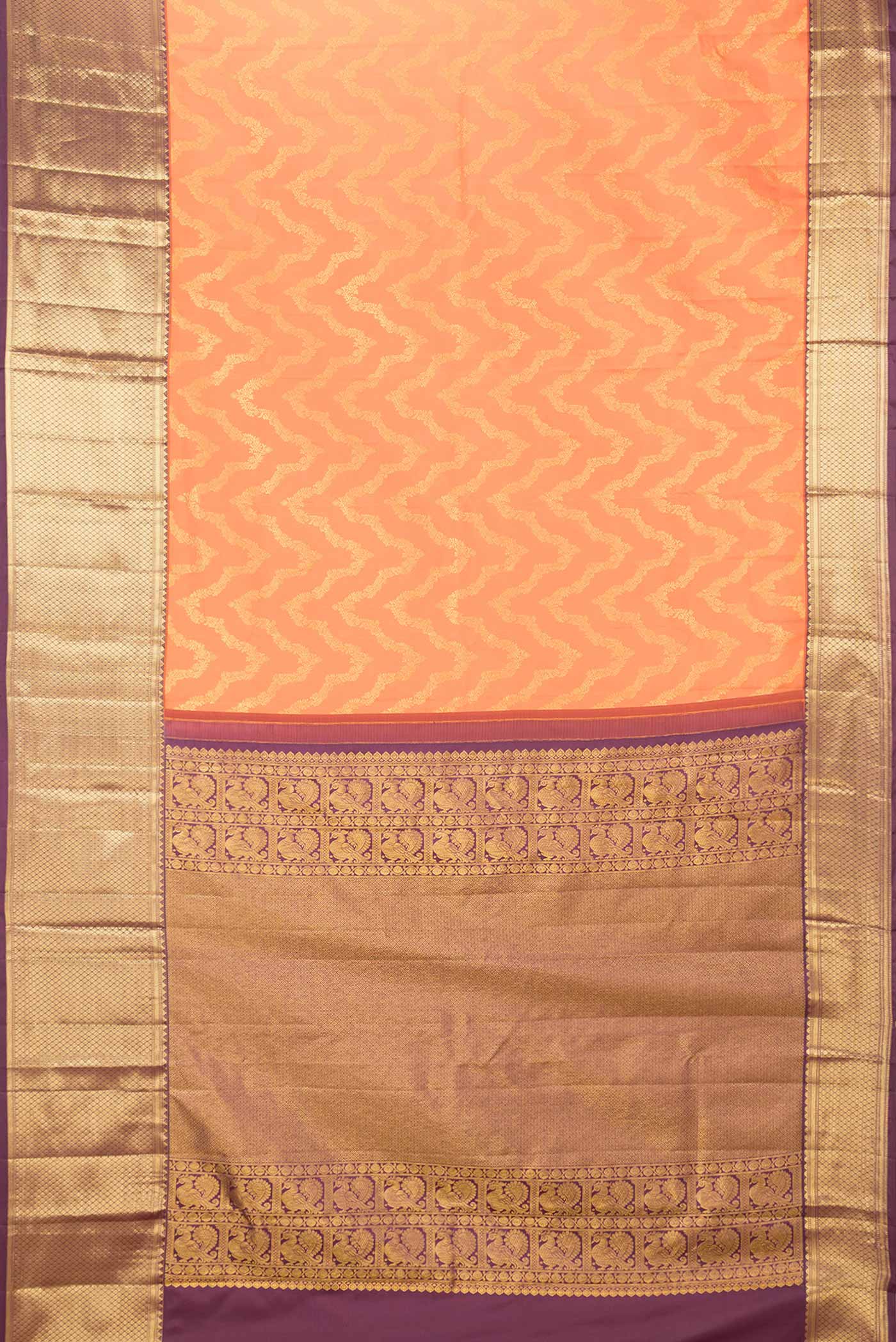 Orange Dual Tone Kanjivaram Saree - Image 6