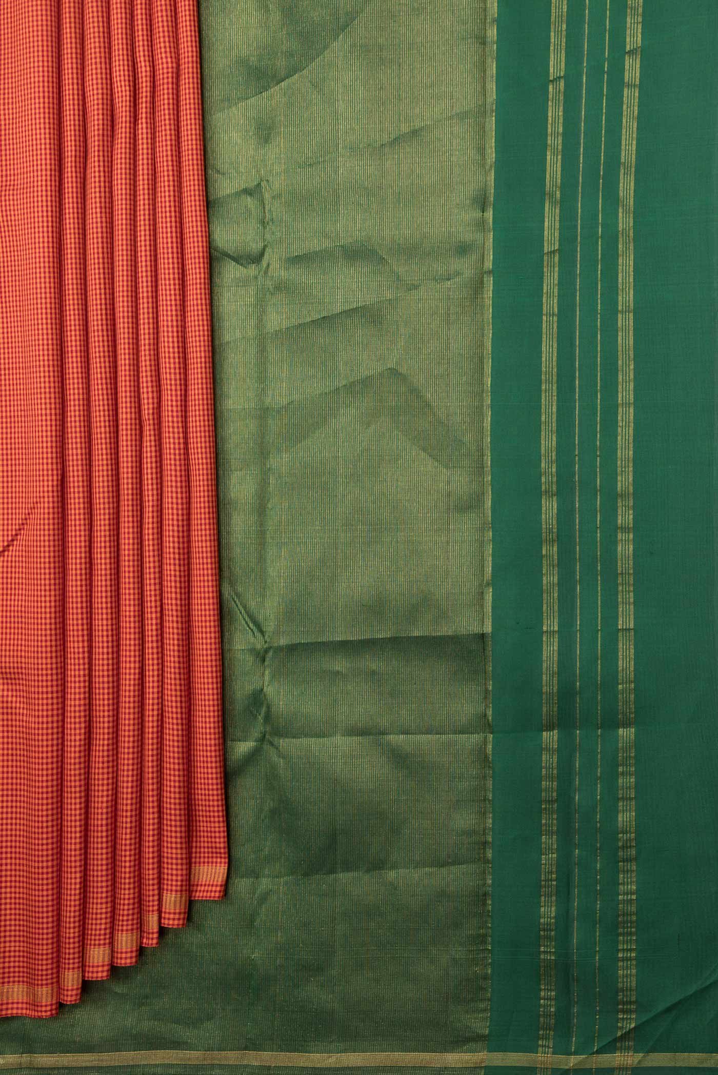 Orange Kanchipuram Silk Saree - Image 4