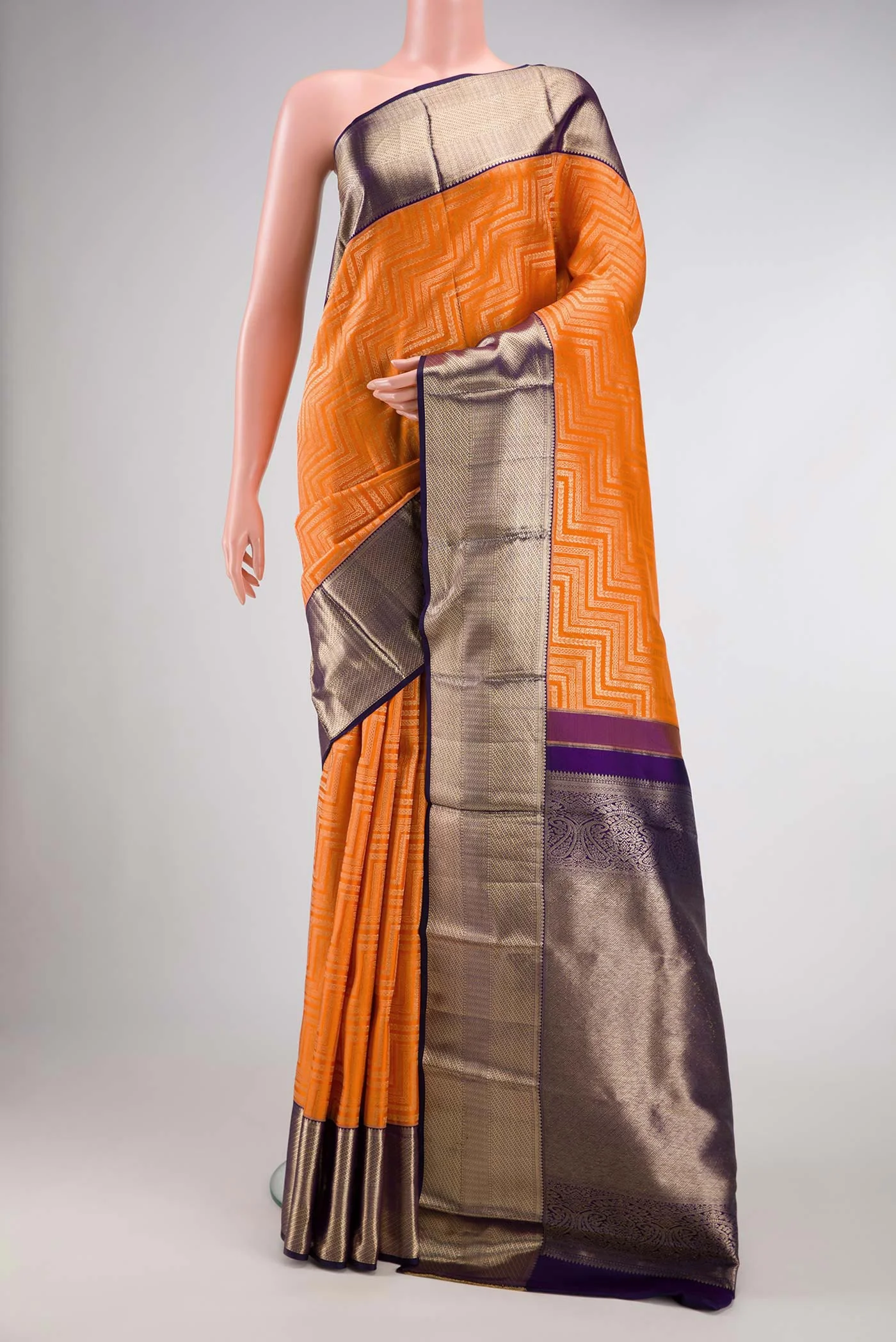 Orange Kanchipuram Silk Saree