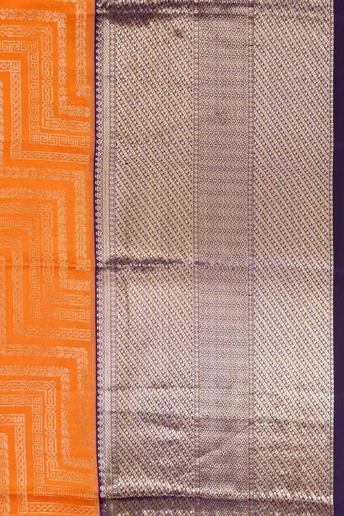 Orange Kanchipuram Silk Saree - Image 3