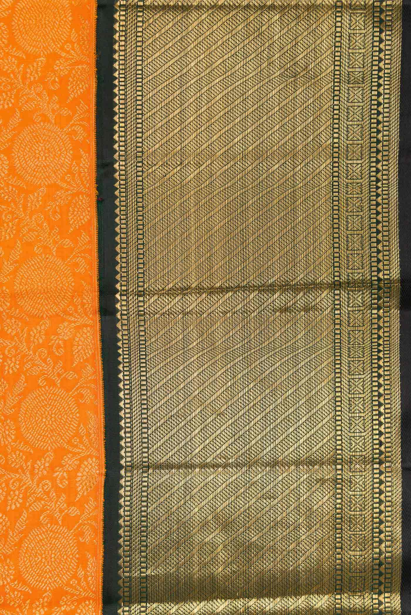 Orange Kanchipuram Silk Saree - Image 3