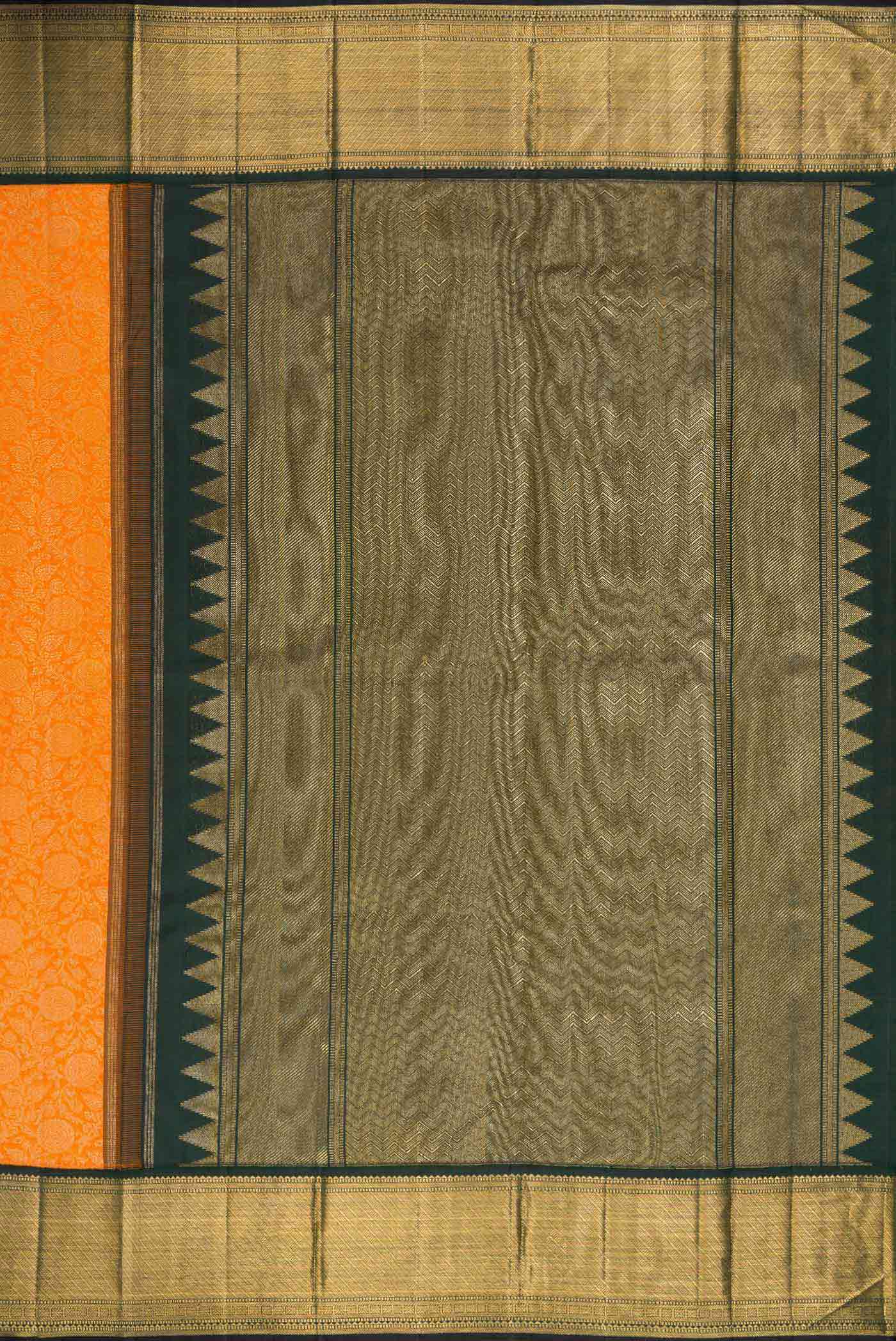 Orange Kanchipuram Silk Saree - Image 7