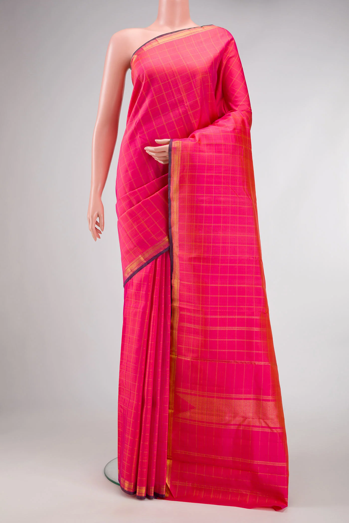Pink Dual Tone Kanchipuram Silk Saree