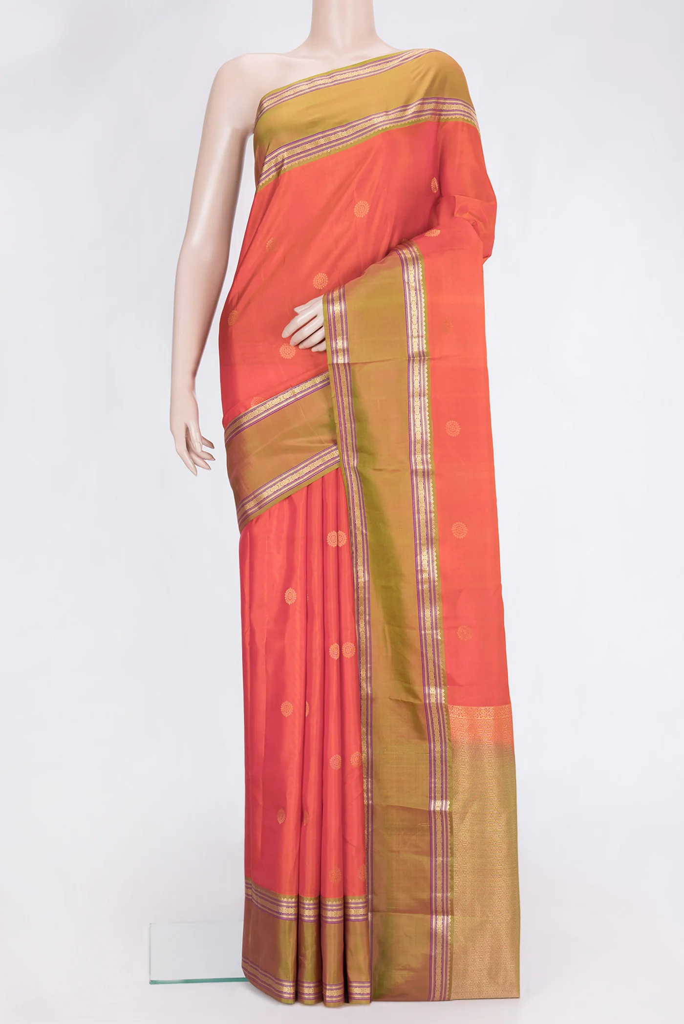 Orange Kanchipuram Silk Saree