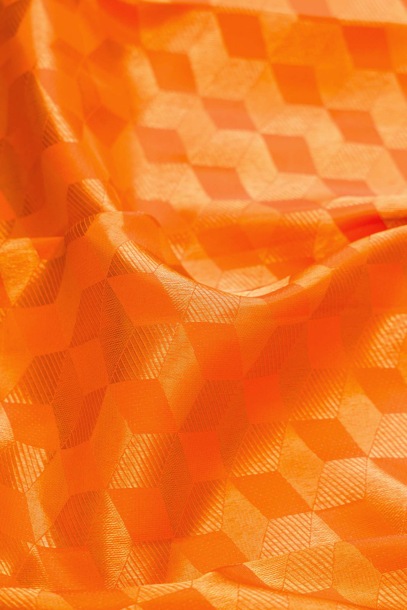 Orange Dual Tone Kanchipuram Silk Saree - Image 2