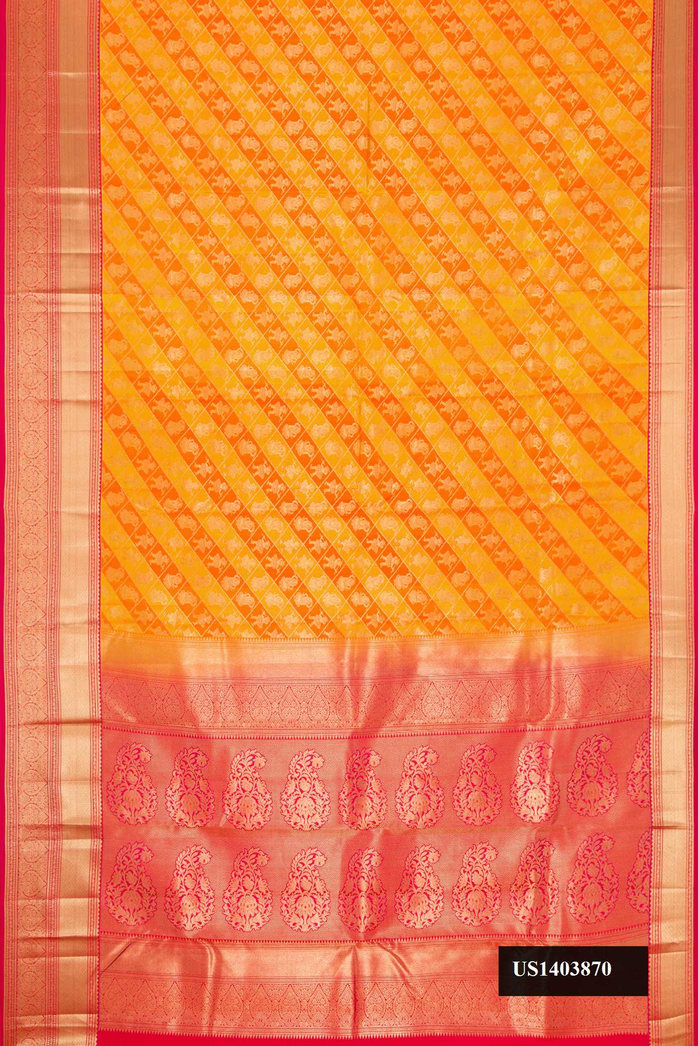 Orange Dual Tone Kanchipuram Silk Saree