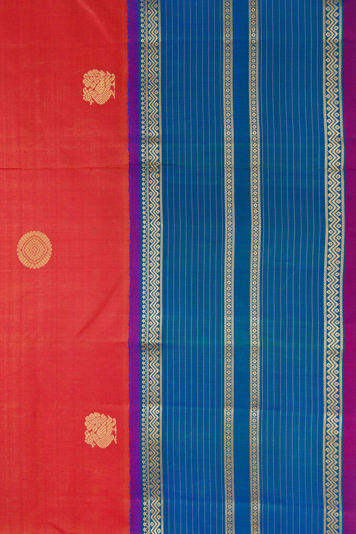 Orange Kanchipuram Silk Saree - Image 3