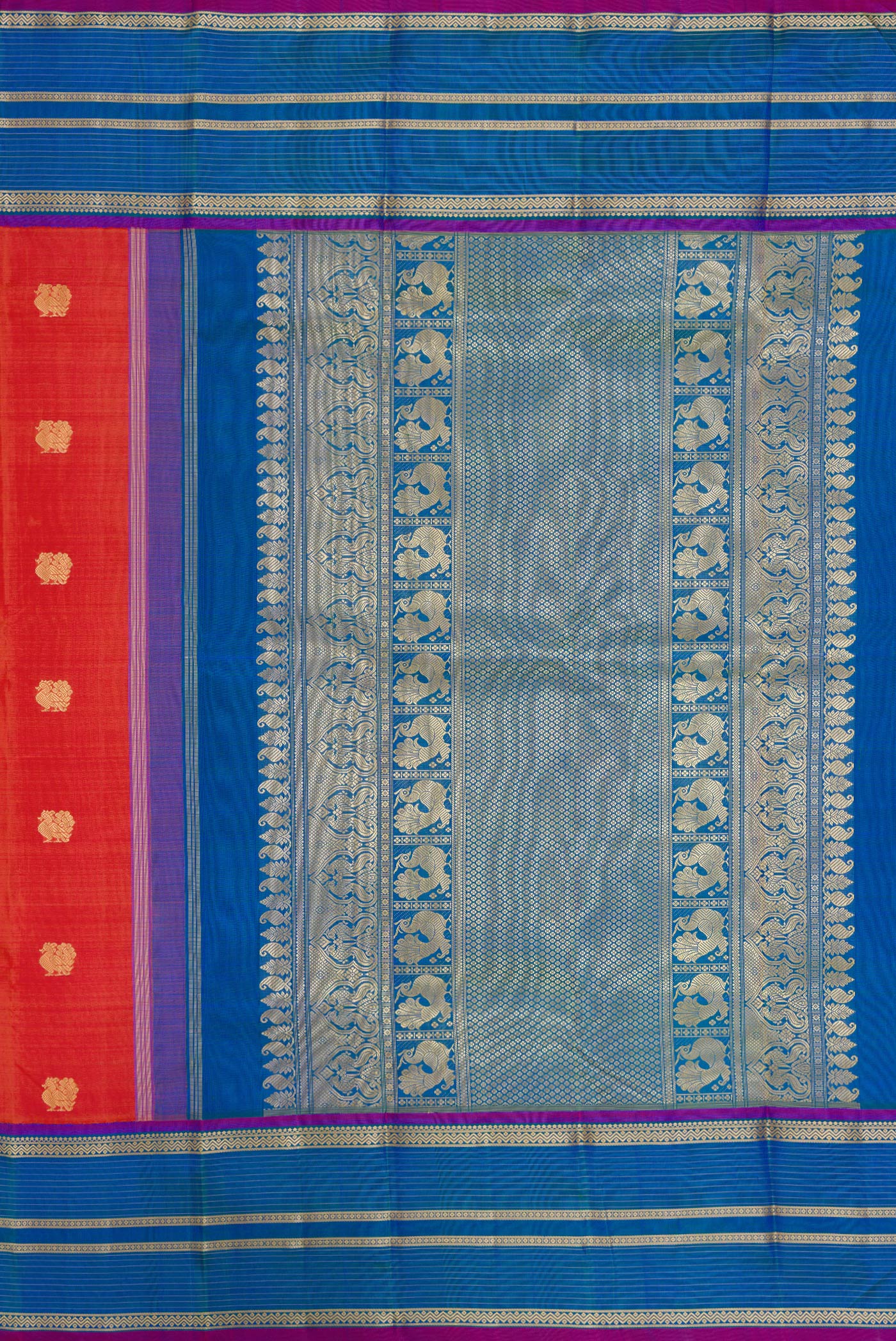 Orange Kanchipuram Silk Saree - Image 7