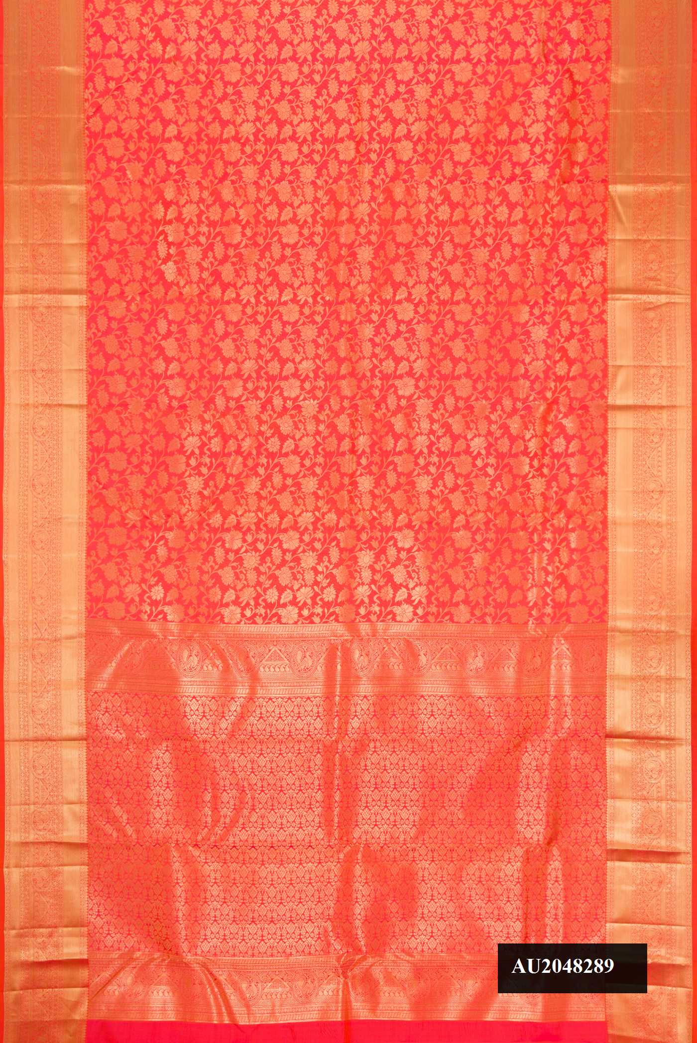 Orange Dual Tone Kanchipuram Silk Saree