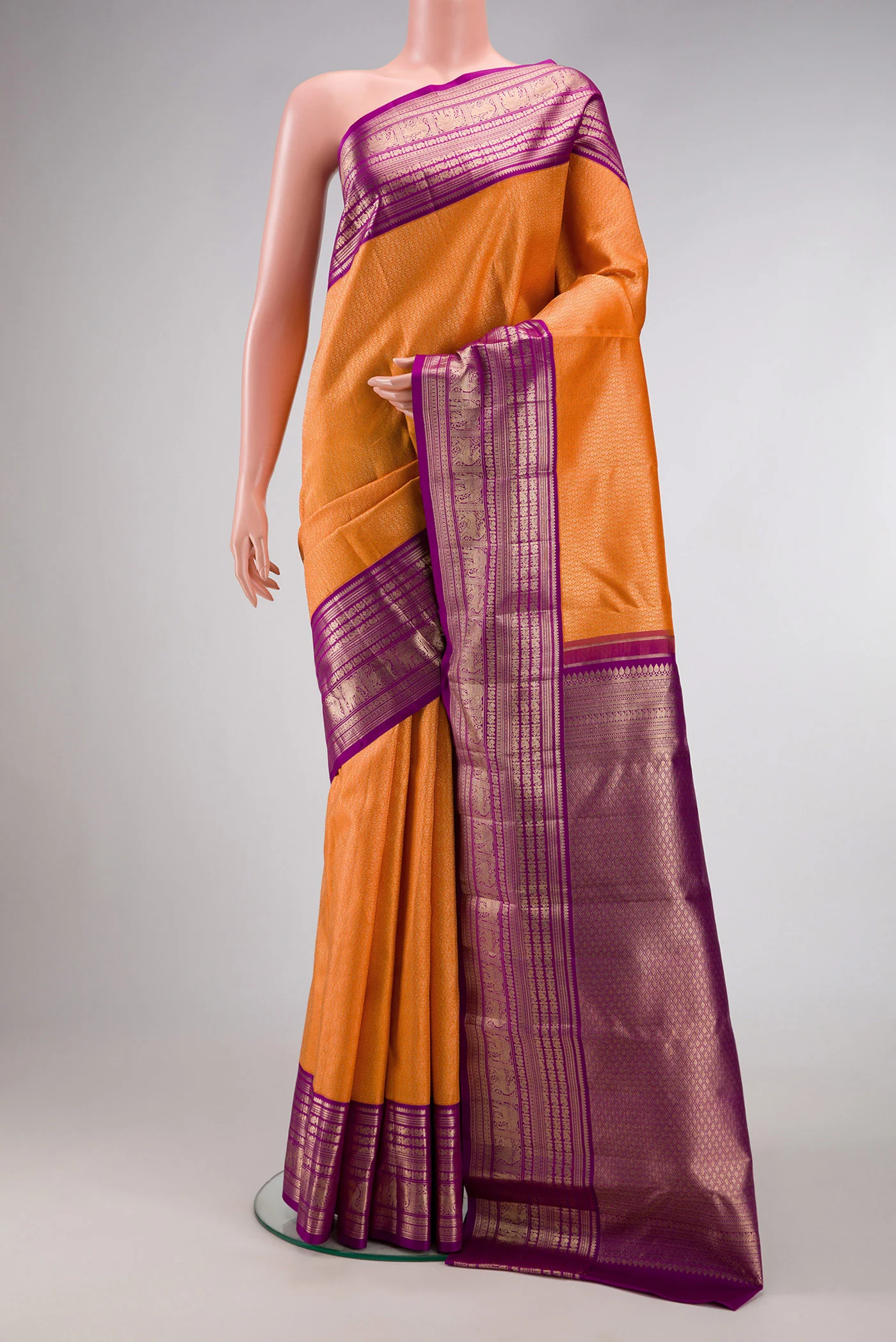Orange Kanchipuram Silk Saree